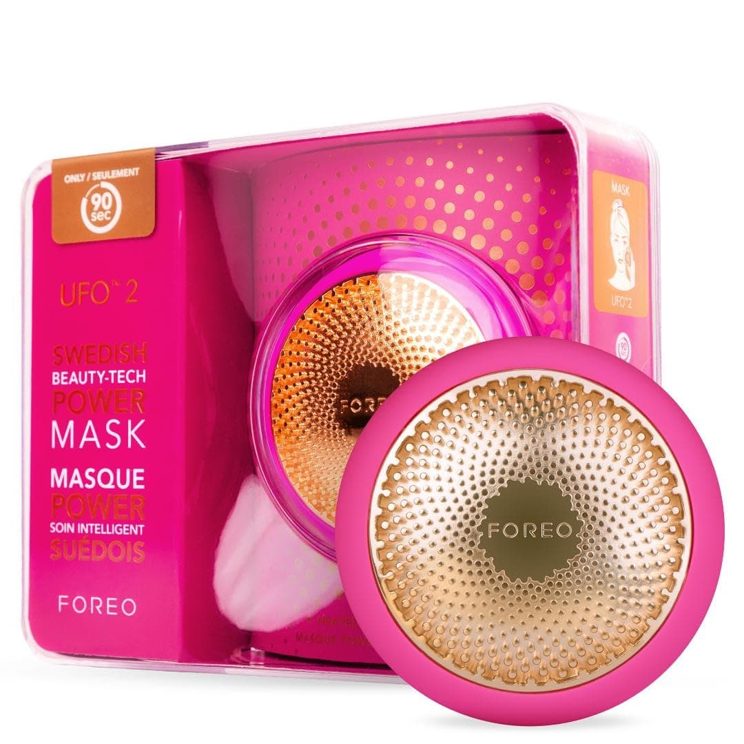 UFO 2 Full Facial LED Mask Treatment, Full LED Spectrum & Red Light Therapy, Face Masks Beauty Treatment, Warming, Cooling, Face Massager, Moisturiser, Increased Skin Care Absorption, Fuchsia