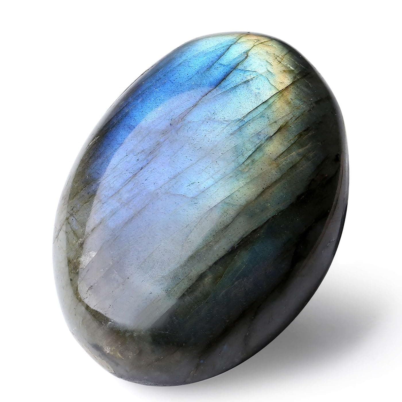 LAIDANLA Labradorite Large Palm Stone Healing Crystals 2.2-2.4" Natural Gemstones Calming Effects Energy Balancing Reiki Polished Irregular Worry Stone Cleansing Protection Crystal Grid Gifts 1PC