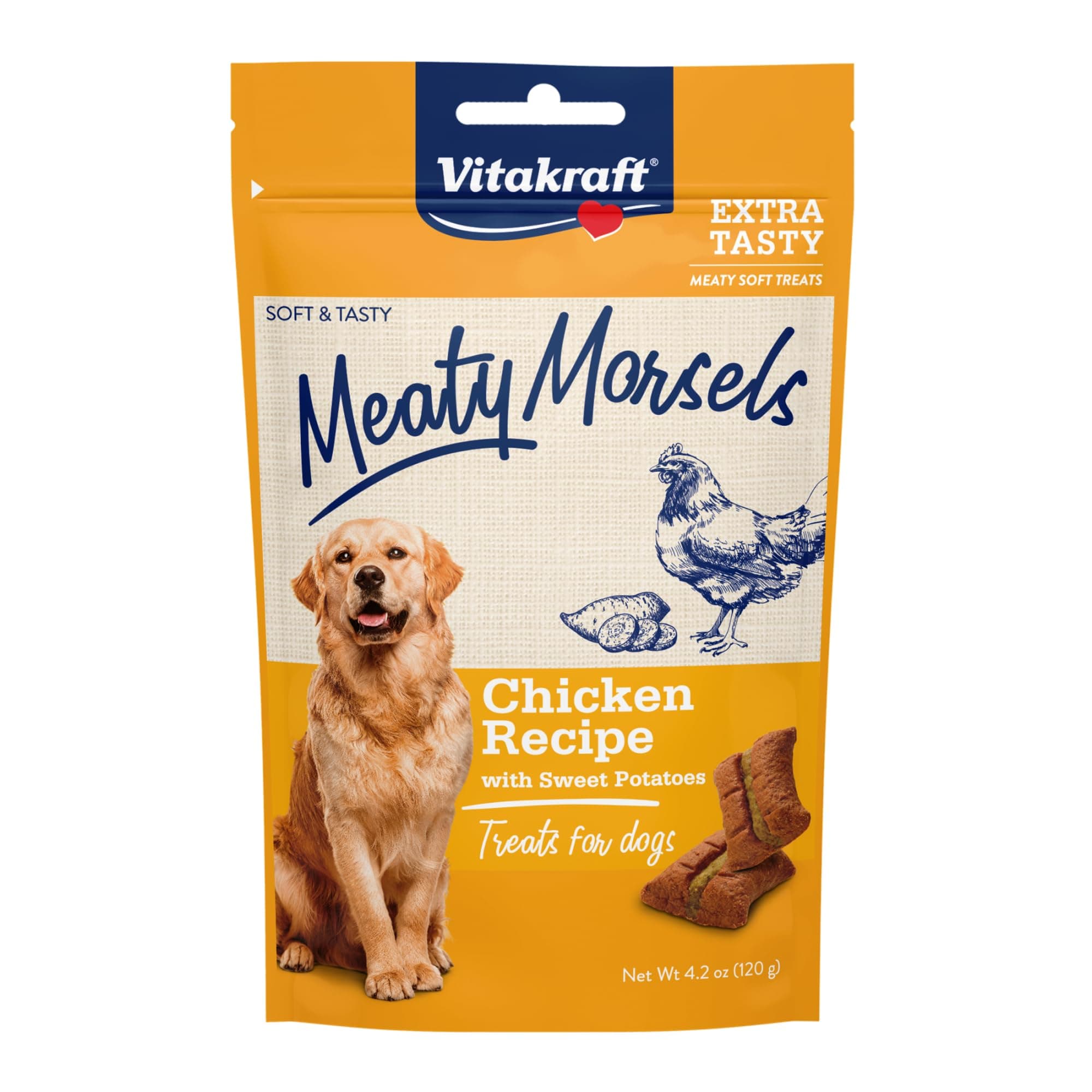 Meaty Morsels Chicken Recipe Treats for Dogs, Extra Meaty, Gently Oven-Roasted, Soft and Tasty Chicken with Sweet Potatoes 35979