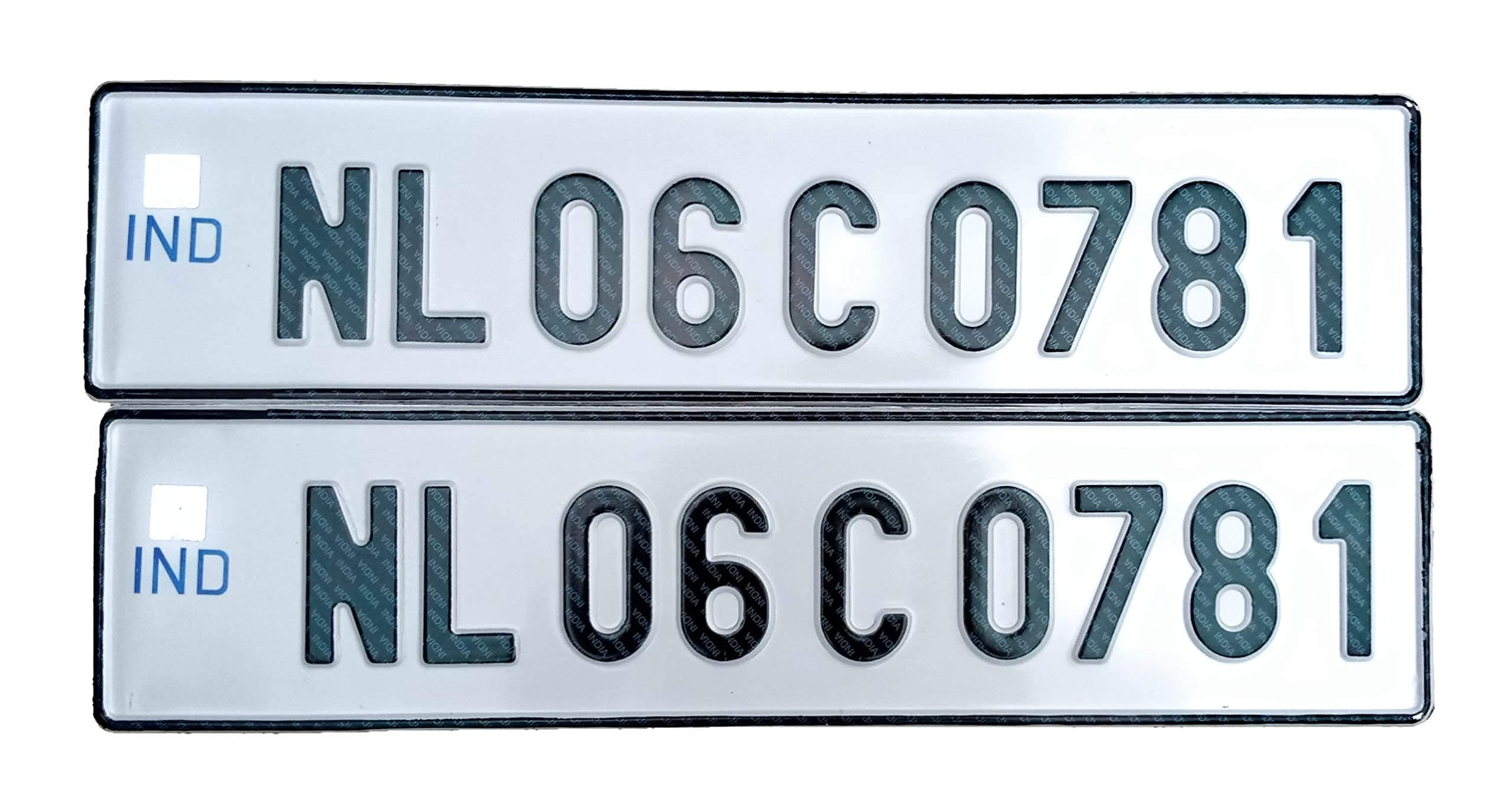 IND Car Number Plates with buyer's Four Wheeler Number and Embossed_Standard Size White | Read Description to Place Order |Front and Back|