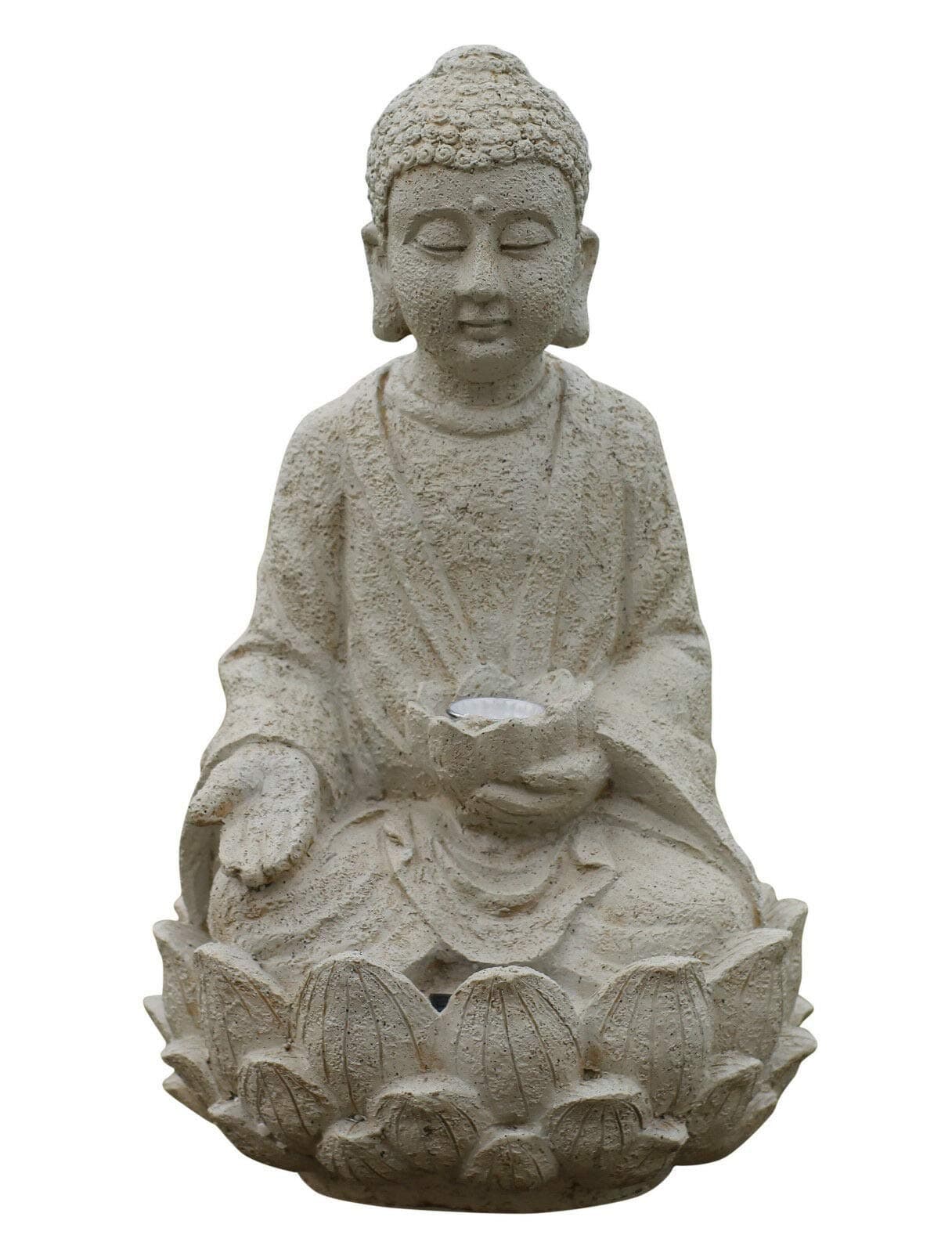 Garden Buddha ornament sitting Solar powered light up large outdoor indoor