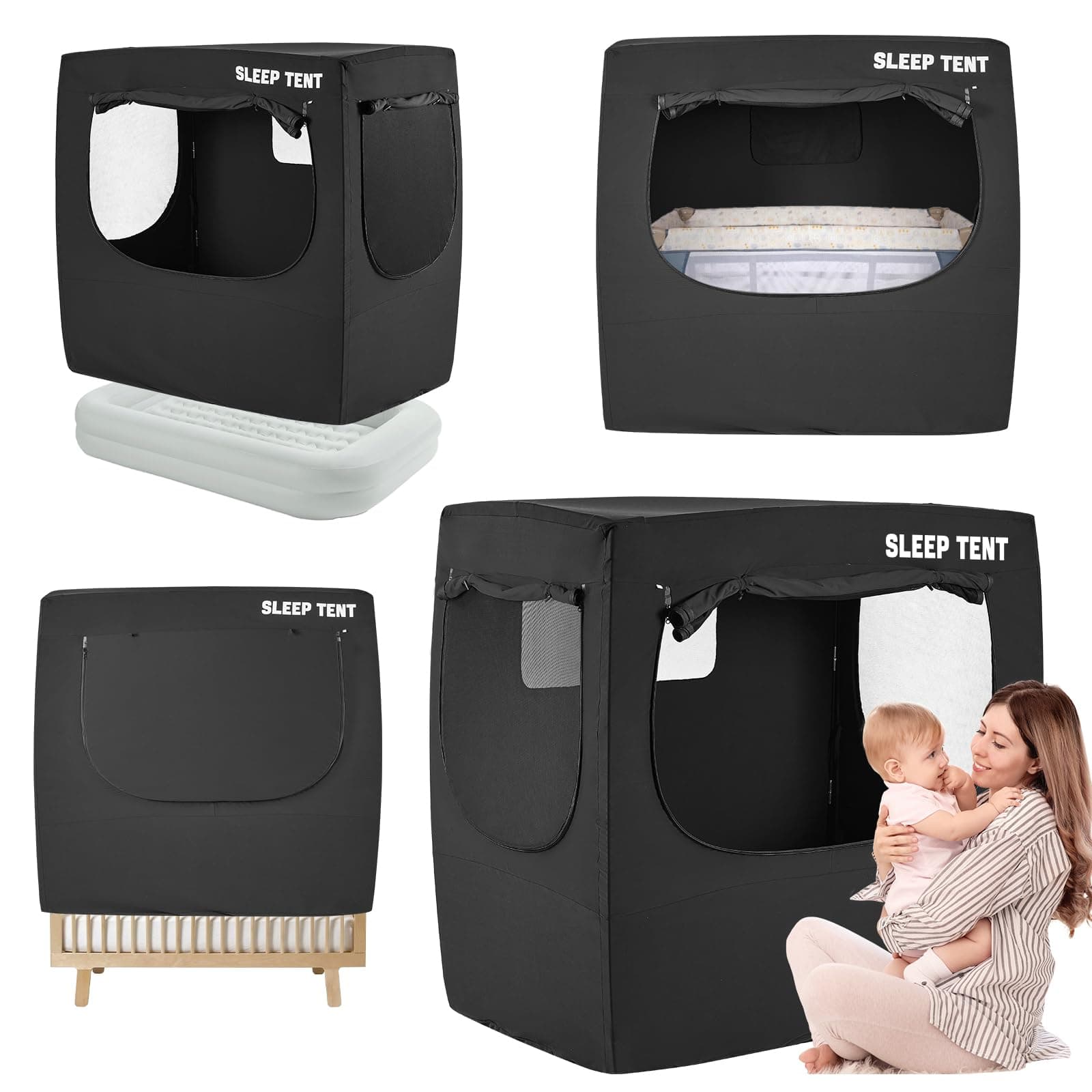 BORNA Pack N Play Blackout Cover for Littles, Baby Sleep Pod, Full Size Crib Blackout Cover Blocks 90%+ Light, Breathable Baby Sleep Tent, Lightweight and Portable Crib Night Cover for Travel