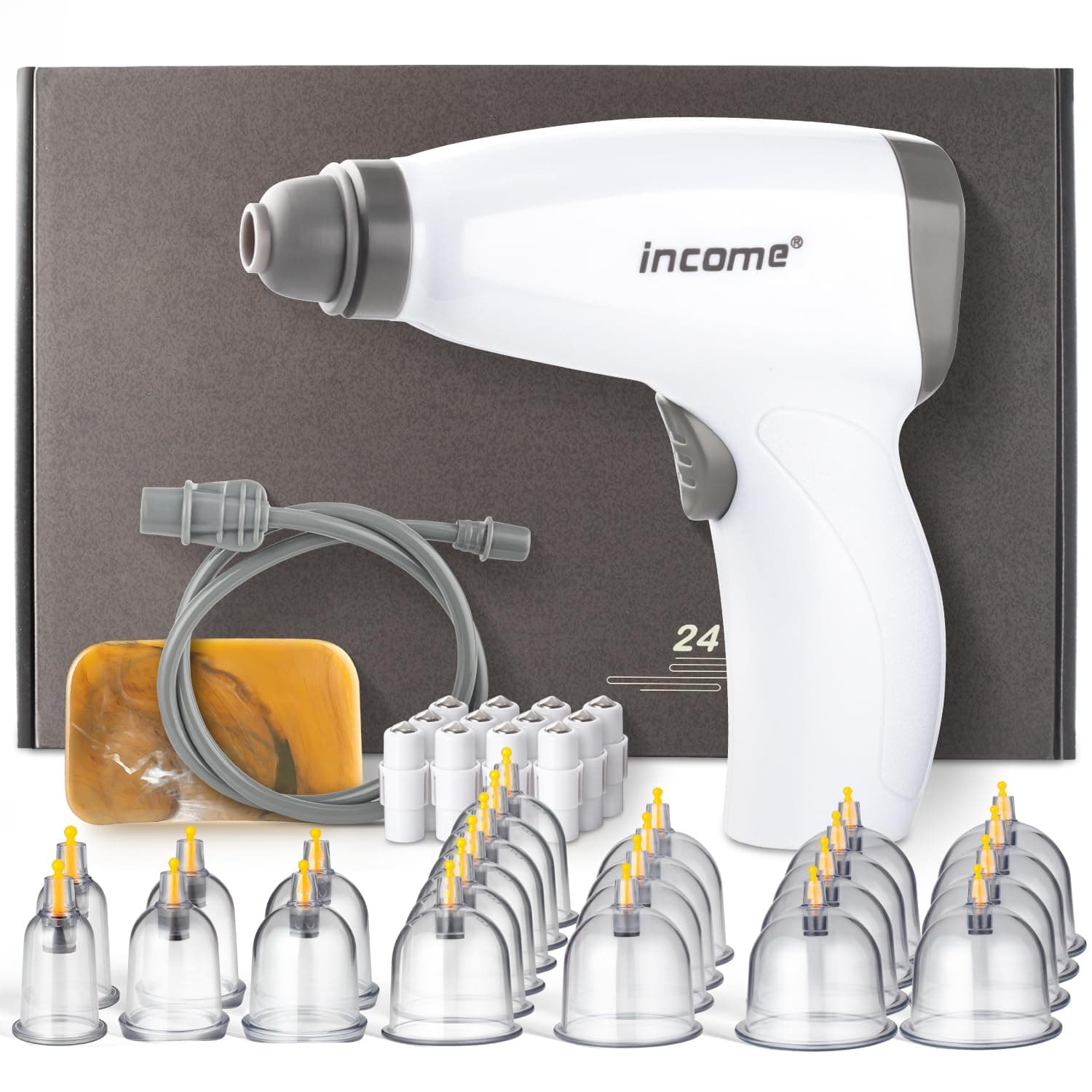 24pcs Cupping Set,Electric Cupping Therapy Set with Pump,Rechargeable Vacuum Adjustable Suction Kit Gua Sha One-Key Start, Body Beauty Massage Pain Relif for Back Body Use