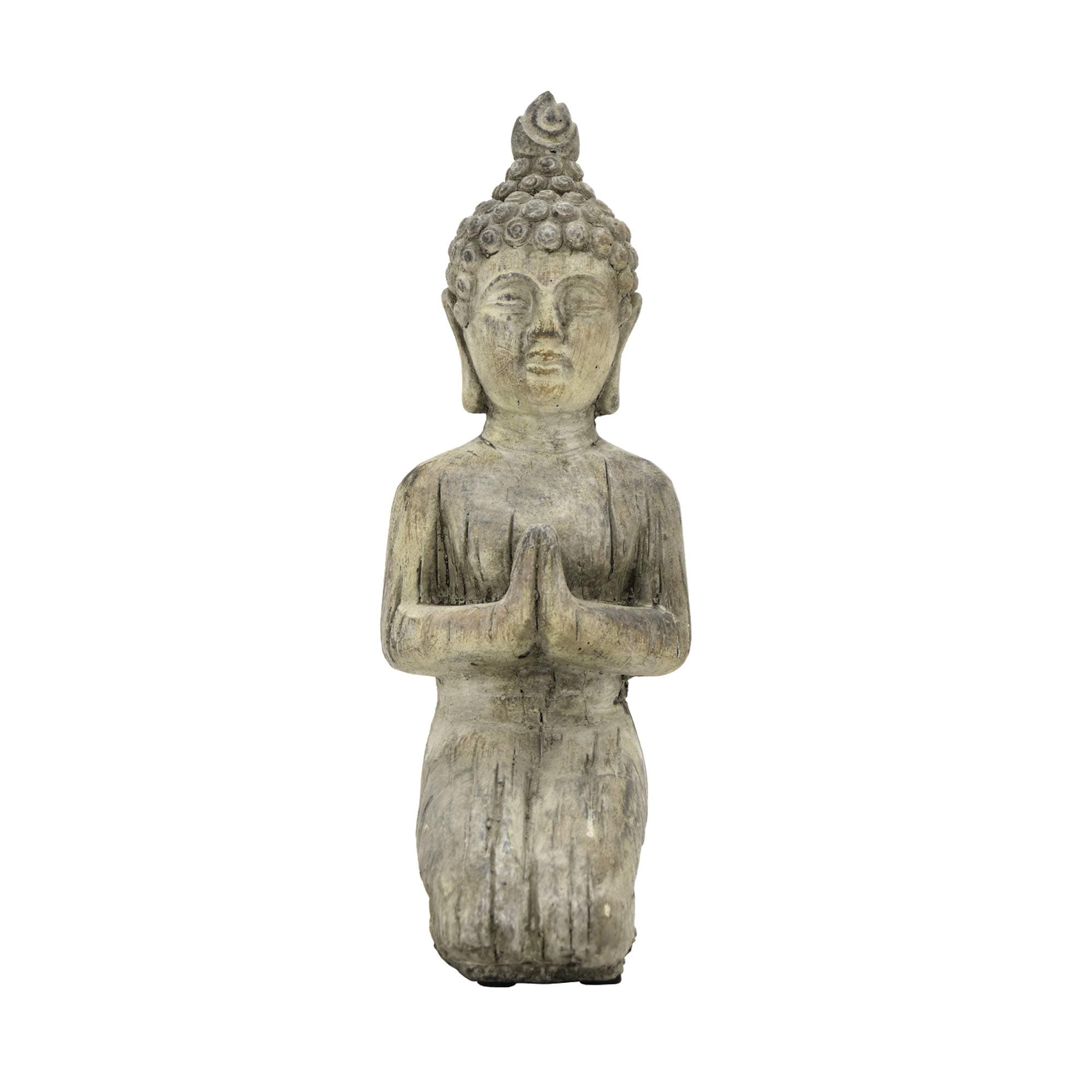 Three Hands Kneeling Buddha Asian Figurines, Gray