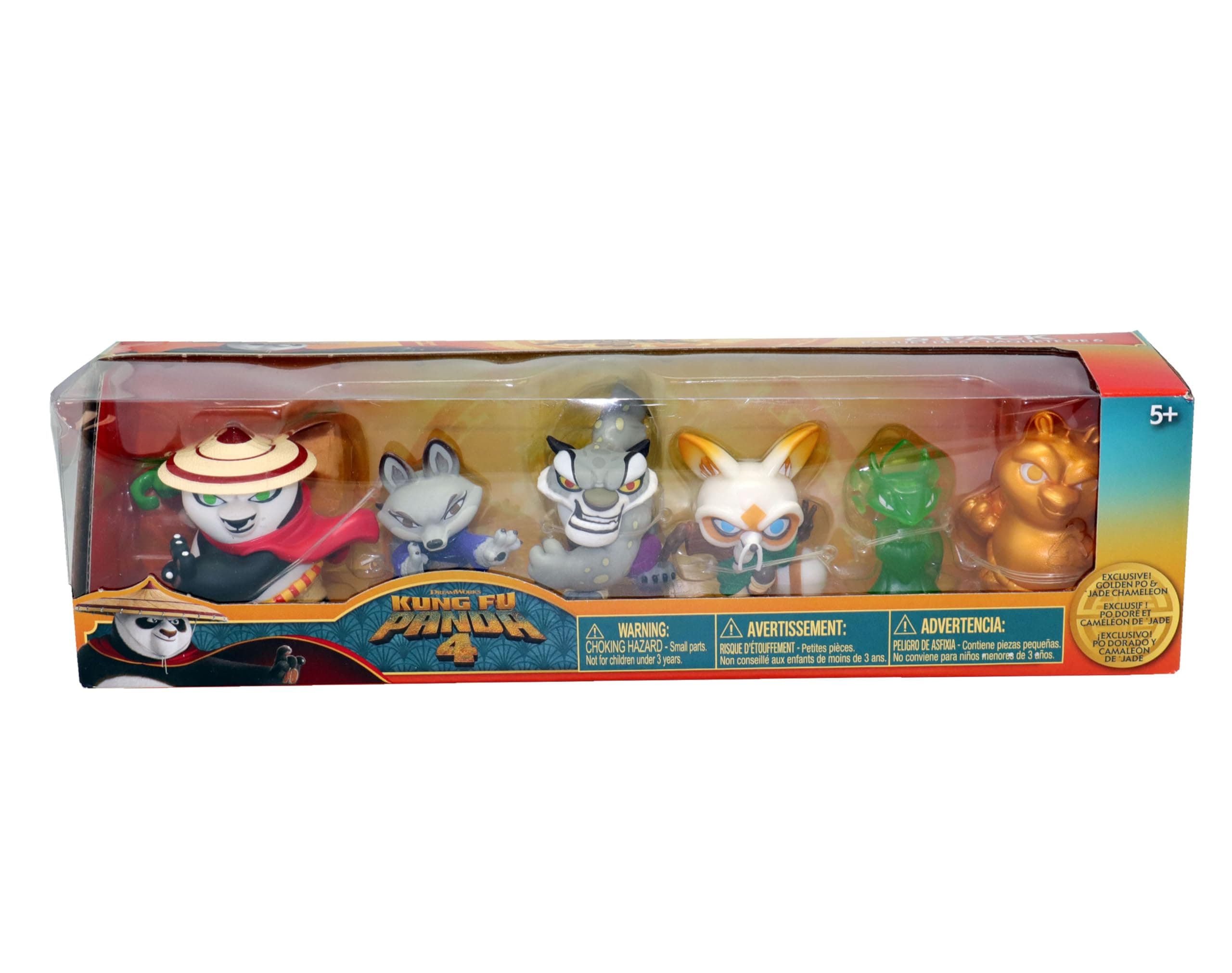 Kung Fu Panda, 6 Pack of 2.5 Inch Collectable Figures, Glow in the Dark and Golden Variants, Villains and Heroes Bundle, Uniquely Posed, Suitable for 5 Years and up