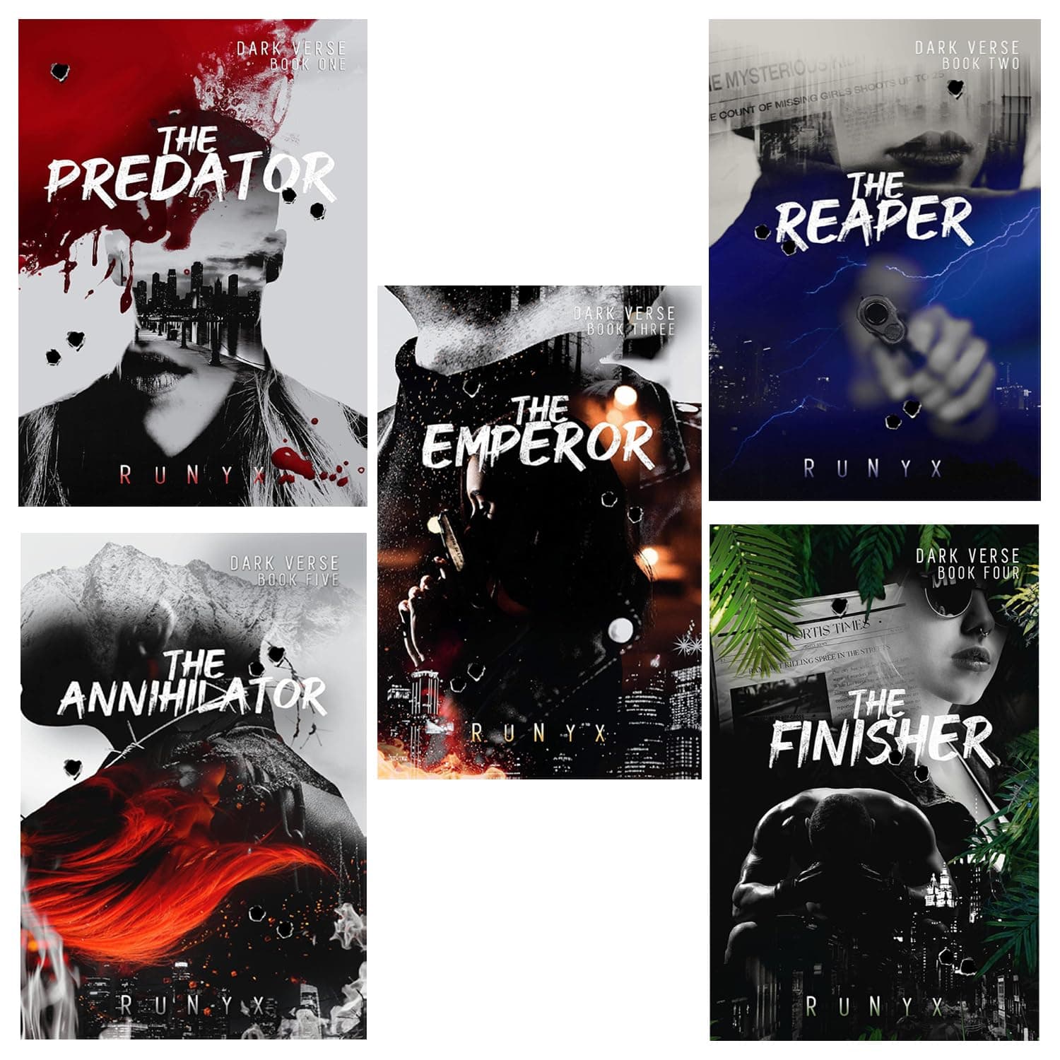 The Predator + The Reaper + The Emperor +The Annihilator + The Finisher (Dark Verse Series) Comboo of 5 Books With Free Double Side Printed Bookmark