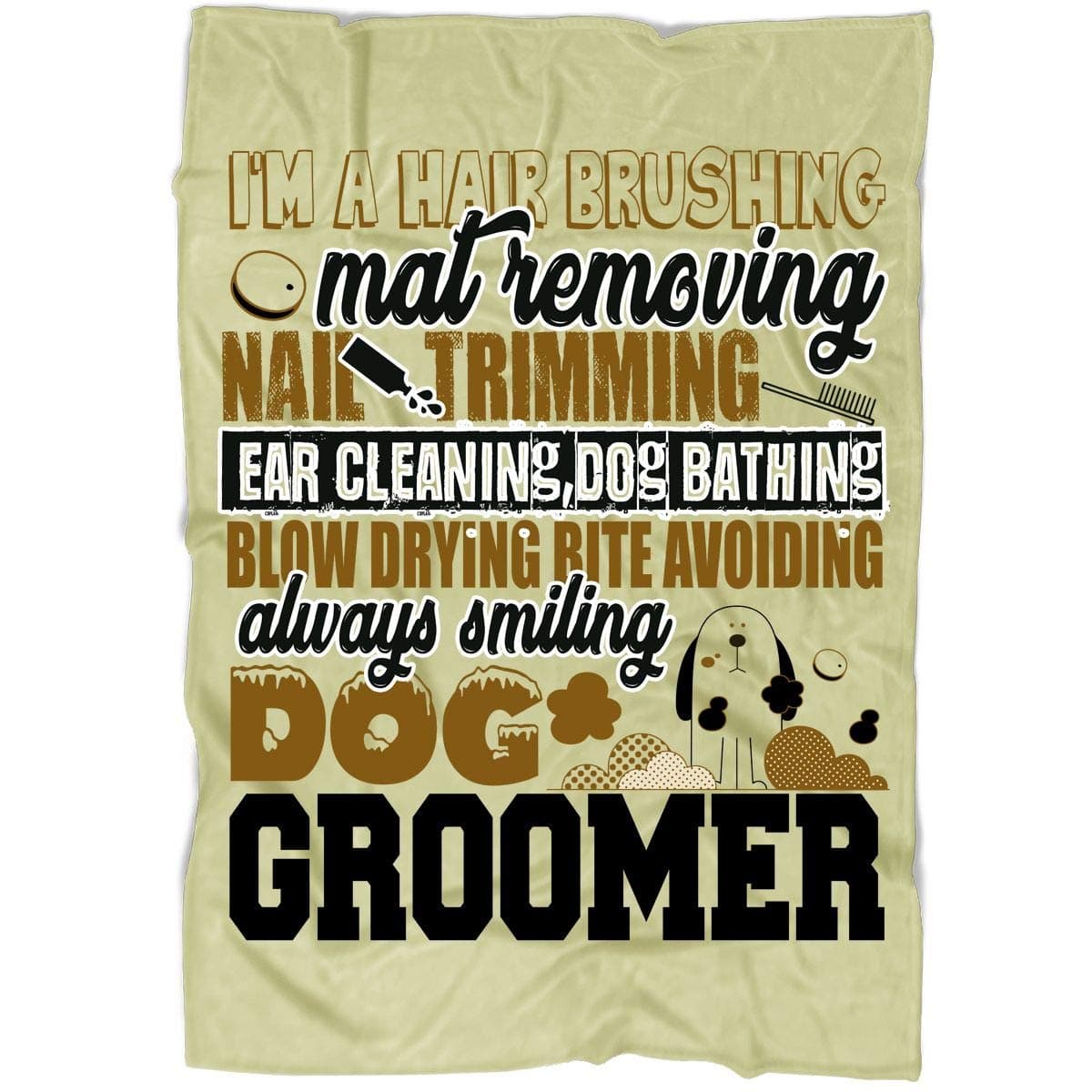 TUCSTORE I'm A Hair Brushing Blanket, Bedding Fleece Reversible Blanket for Bed and Couch, I Love Dog Super Soft Blanket (Medium Fleece Blanket (60"x50") - Pastel Yellow)