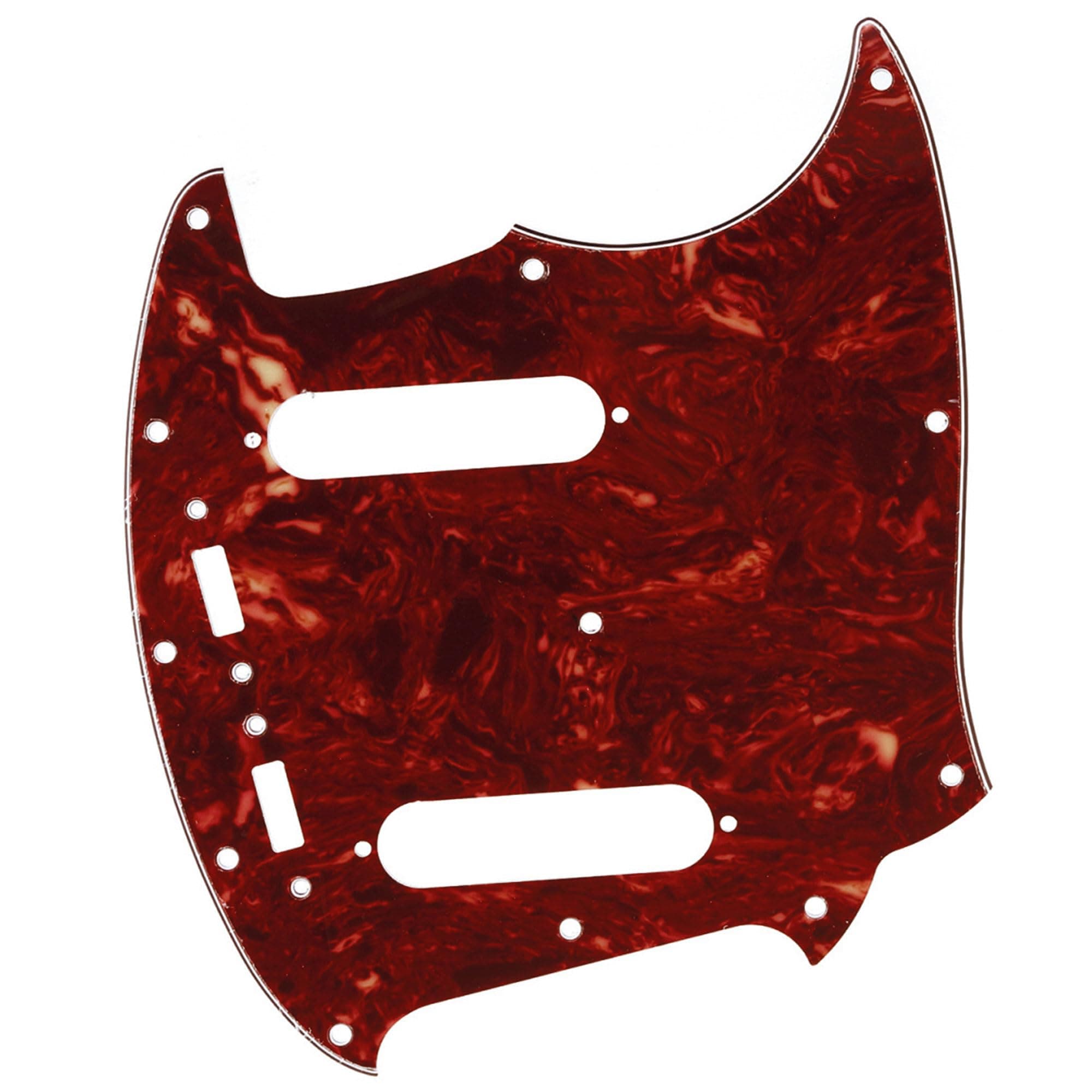 Musiclily Pro 12-Hole Guitar Pickguard for Fender American Mustang, 4Ply Vintage Tortoise