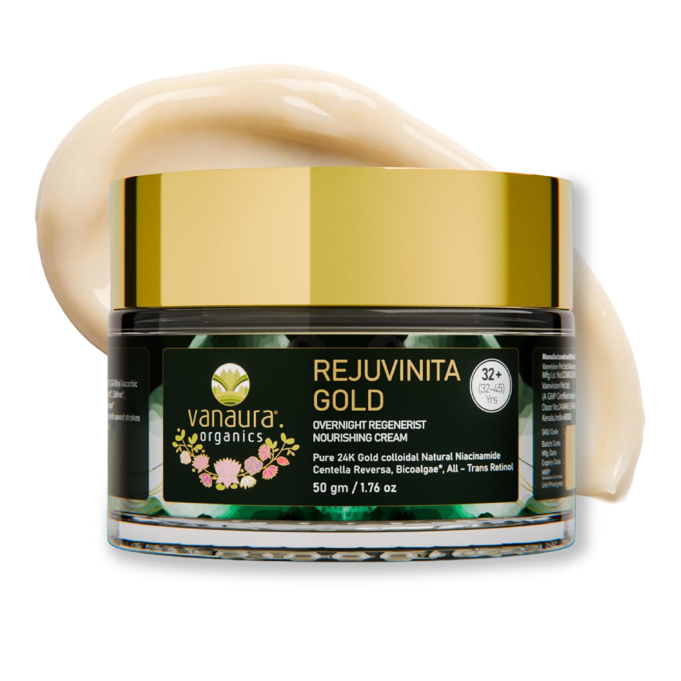 Rejuvinita Gold 32+ | Overnight Cream for Glowing Skin | Anti Ageing Night Cream for Women and Men | Pigmentation & Wrinkles | Tanning & Dullness | for 32-45 Age groups