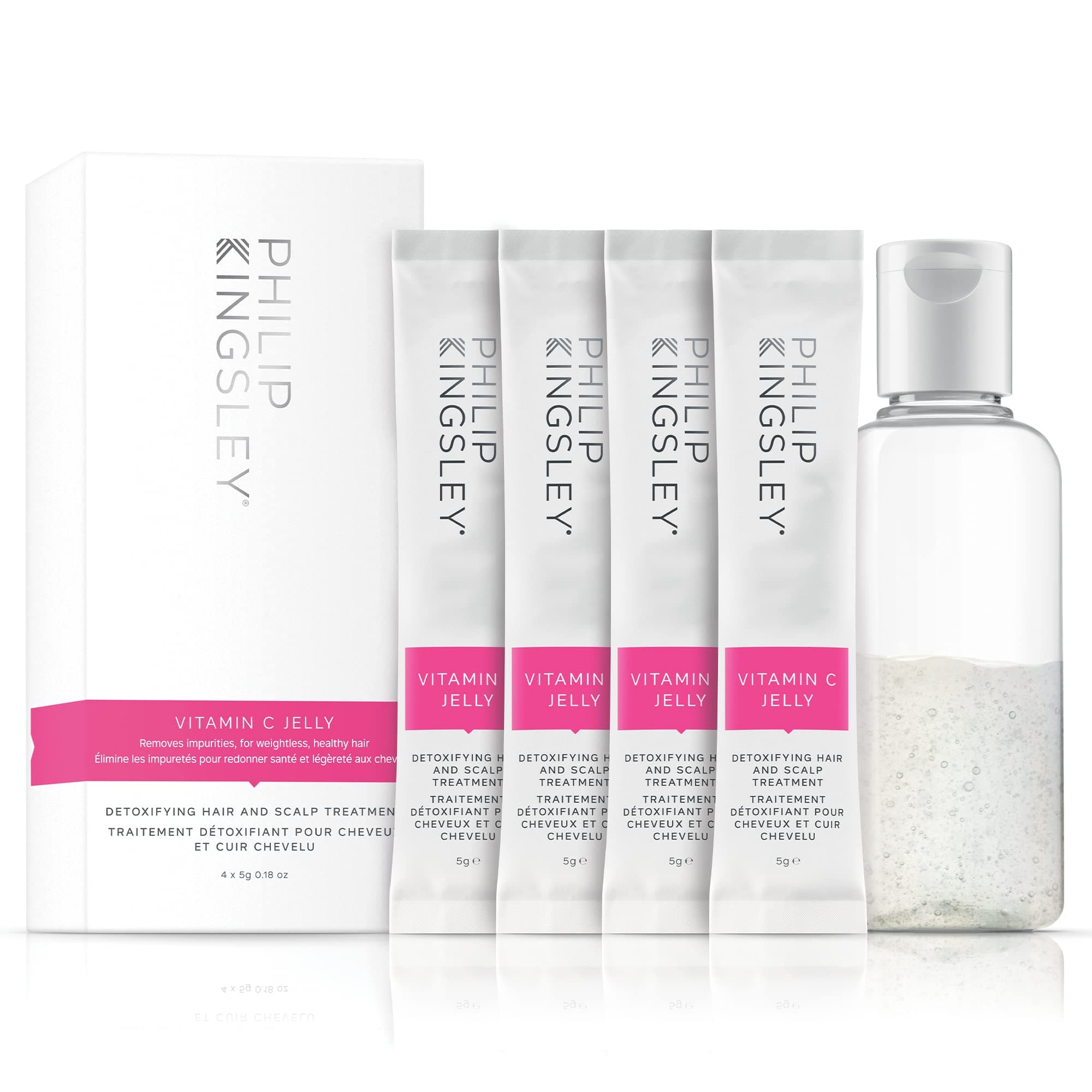 Philip Kingsley Vitamin C Jelly Hair Mask and Scalp Treatment for Build-Up Removal, Cleansing, Clarifying, Achieve Shiny, Radiant Hair in Minutes, 4 x 5g