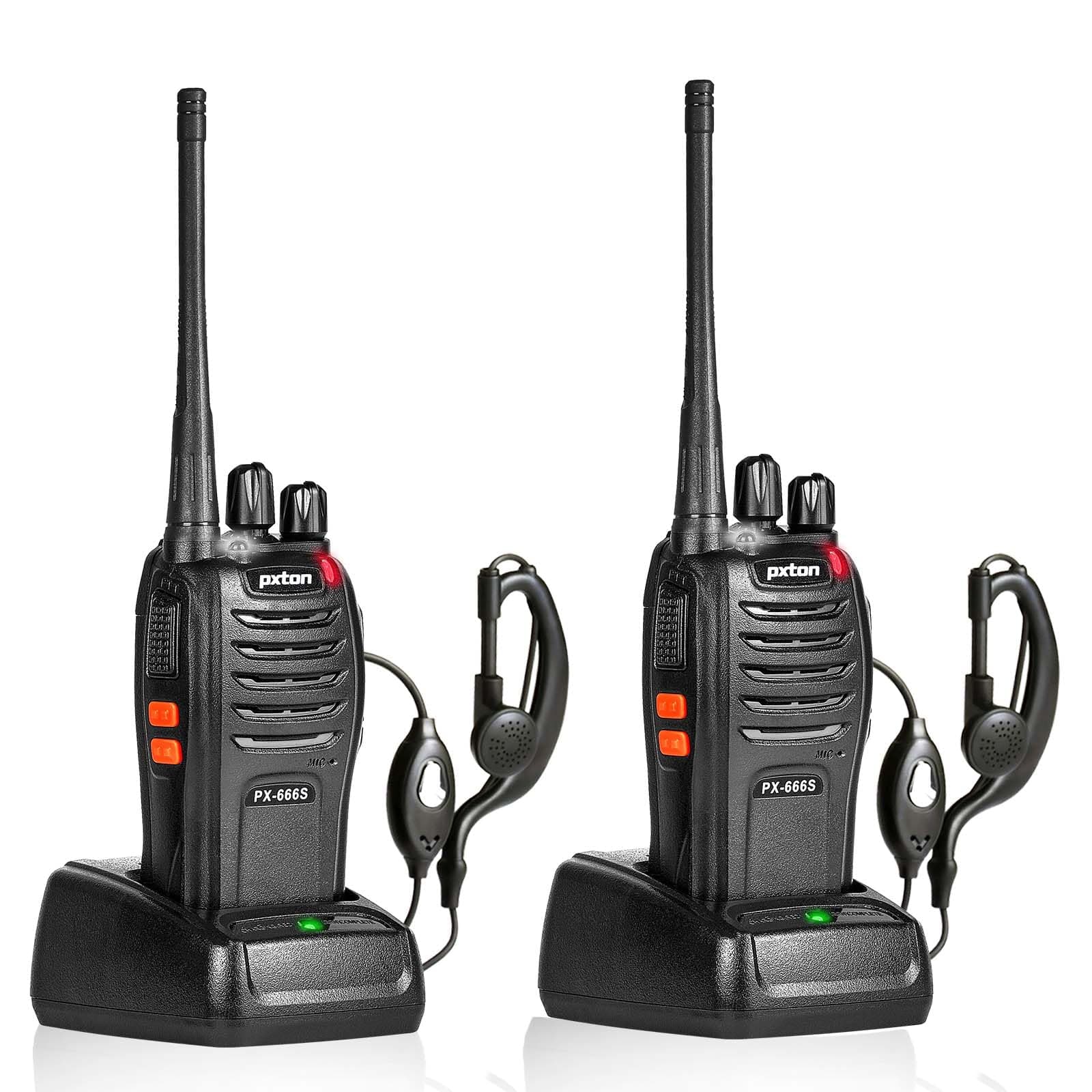 walkie talkies, 666S walkie talkies for Adults Long Range Rechargeable with Headphones and Li-ion Battery,2 Way radios has VOX/Noise Reduction/TOT/Flashlight/Monitoring/Scan Function（2 Pack）
