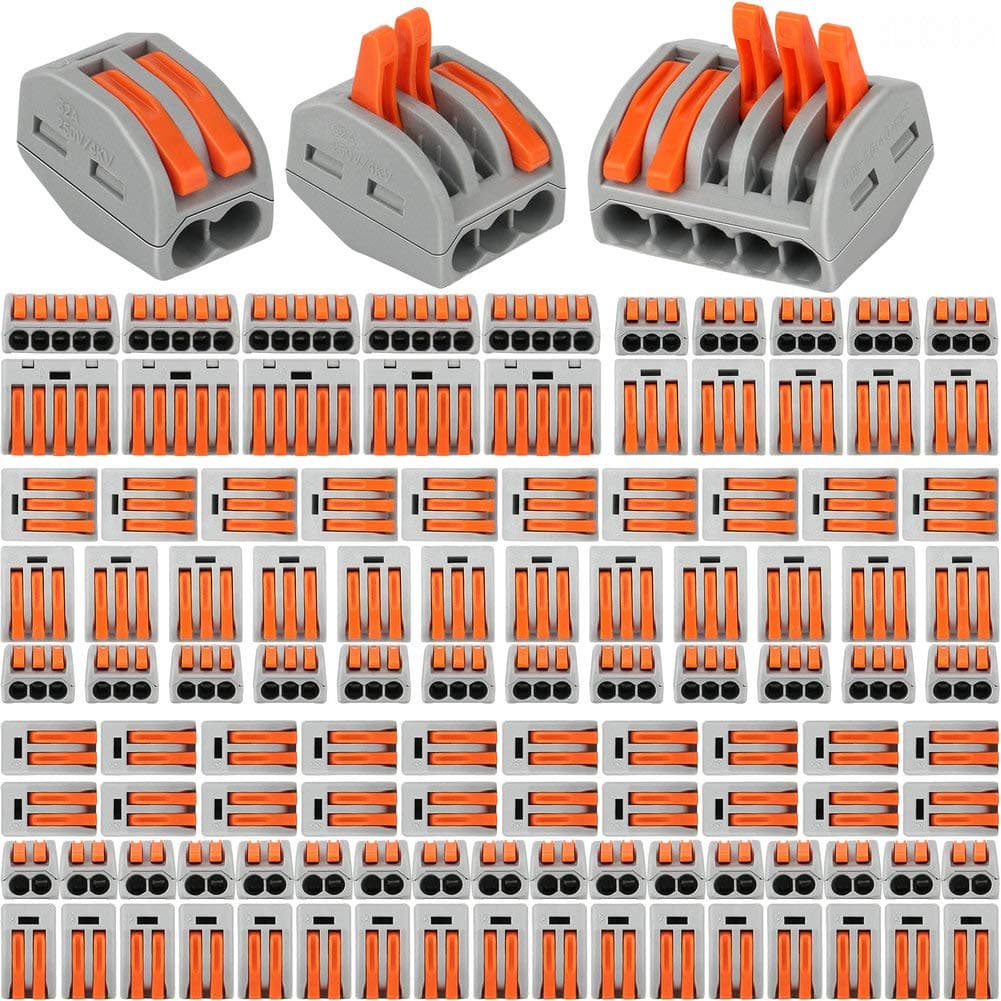 110PCS Compact Wire Connectors, YUSHIHU Electrical Connector Blocks, 55pcs Clamp 2-Port/45pcs Clamp 3-Port/10pcs 5-Port