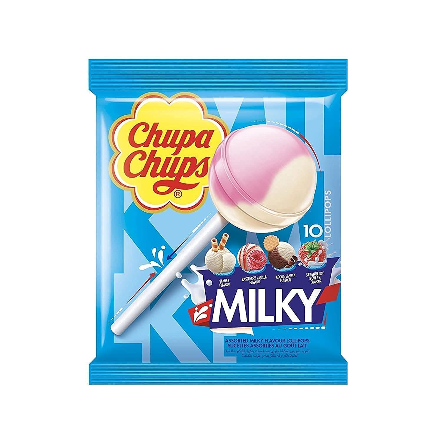 Chupa Chups Milky Lollipops Candy, 10 Bag