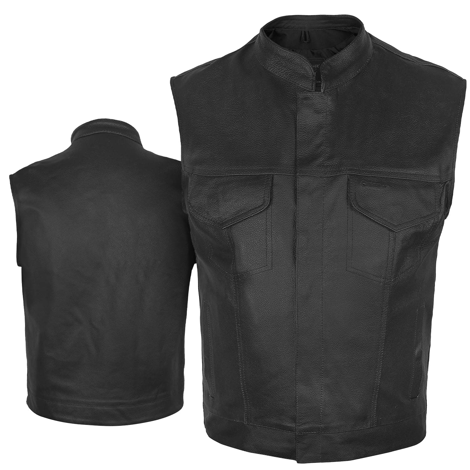 DEFY Challenge Your FearMen's SOA Motorcycle Genuine Cowhide Leather Club Style Vest with Concealed Gun Pockets