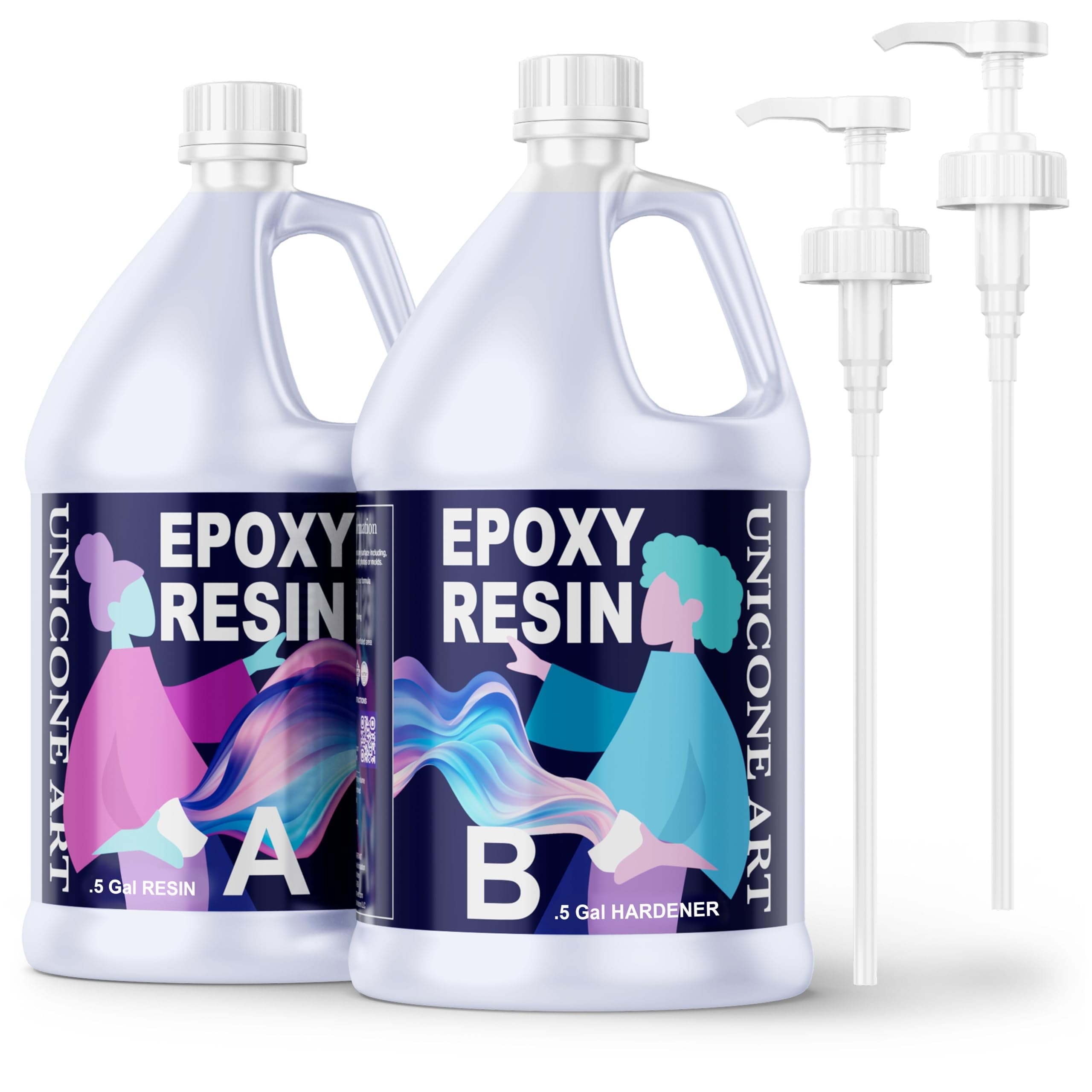 Crystal Clear Epoxy Resin Kit - 1 Gallon Craft Resin Epoxy Kit (.5gal Resin + .5gal Hardener) High Gloss UV Resistant Odor-Free Resin, BPA-Free and Non-Toxic Epoxy Resin Clear Formula 1gal