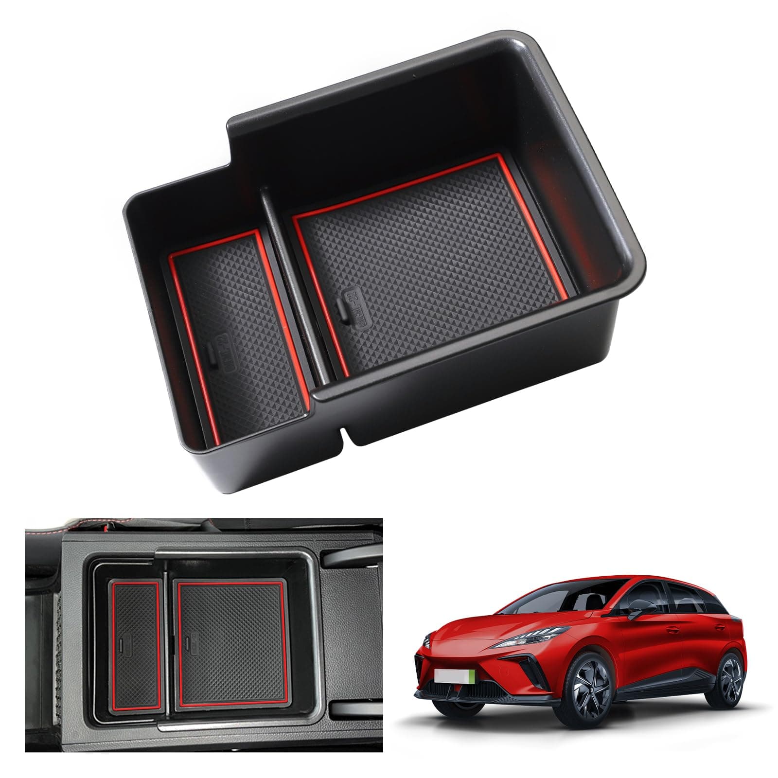 GAFATMG 4 EV MG4 Electric 2022 2023 2024 Centre Console Storage Box, MG 4 2023 Armrest Organiser Tray Glove Box, MG4 EV Accessories (Red)