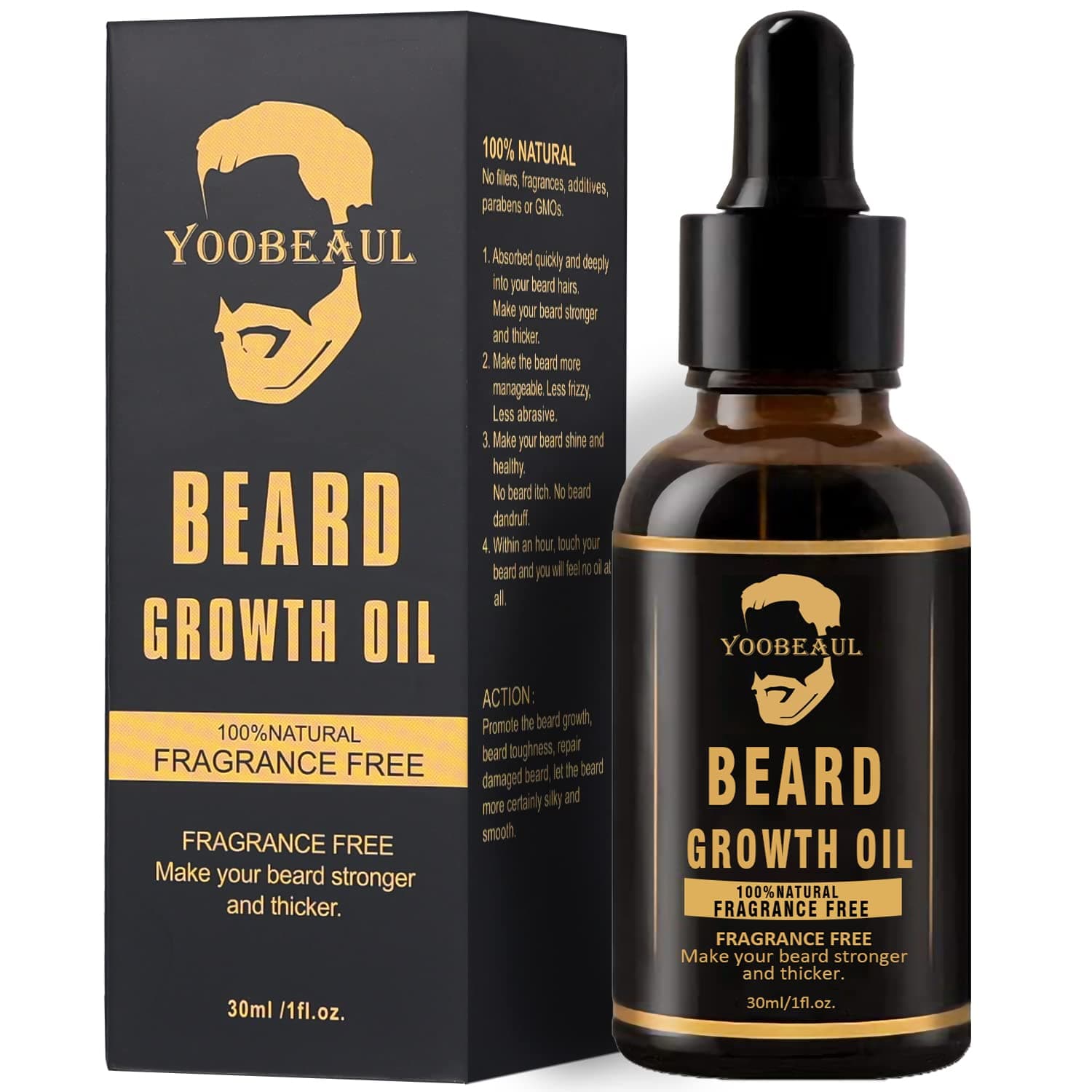 Beard Growth Oil and Serum - Promote Thicker, Fuller Beard with Plant Extracts for Faster Growth