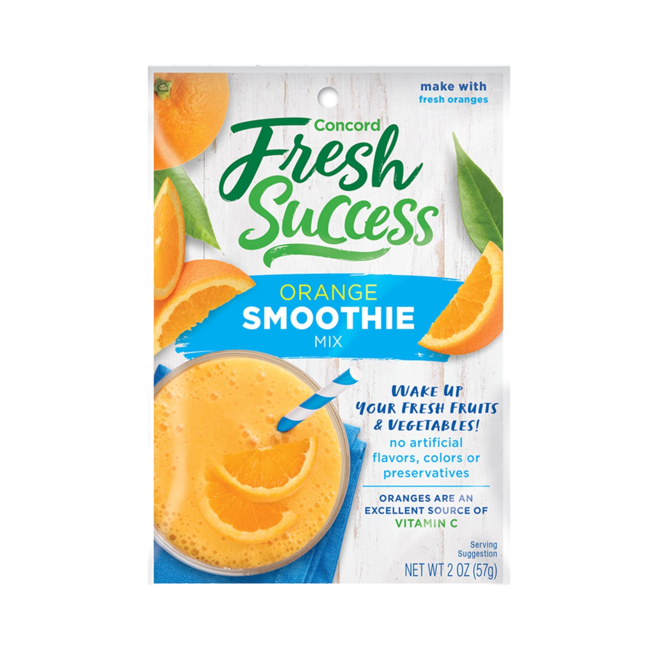 Concord Foods Orange Smoothie Mix - Citrus Flavor with No Artificial Flavors, Colors, or Preservatives - Ideal Fresh Fruit Smoothies - 2 oz Pouch for Healthy Smoothies