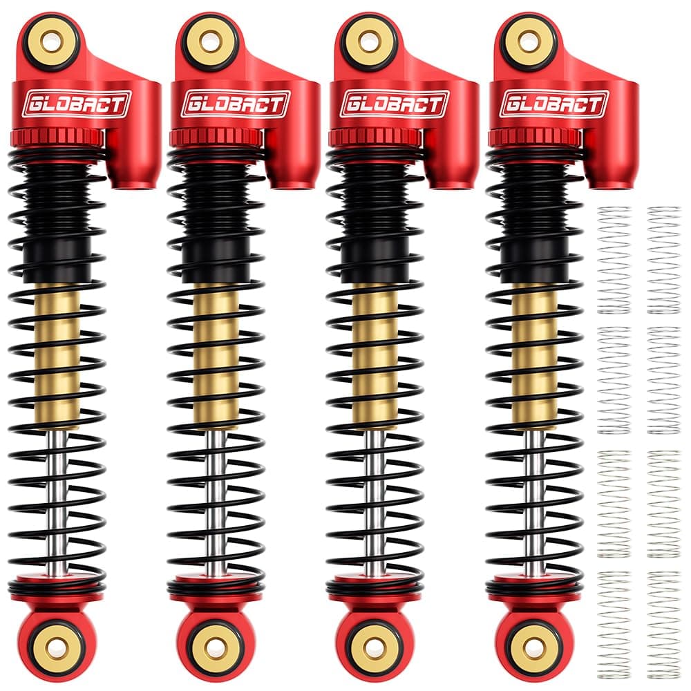 GLOBACT 52mm Aluminum Front & Rear Shocks for 1/24 Axial SCX24 Bronco/C10/JLU CRC/Deadbolt/Gladiator Upgrade Accessories (4PCS Red)