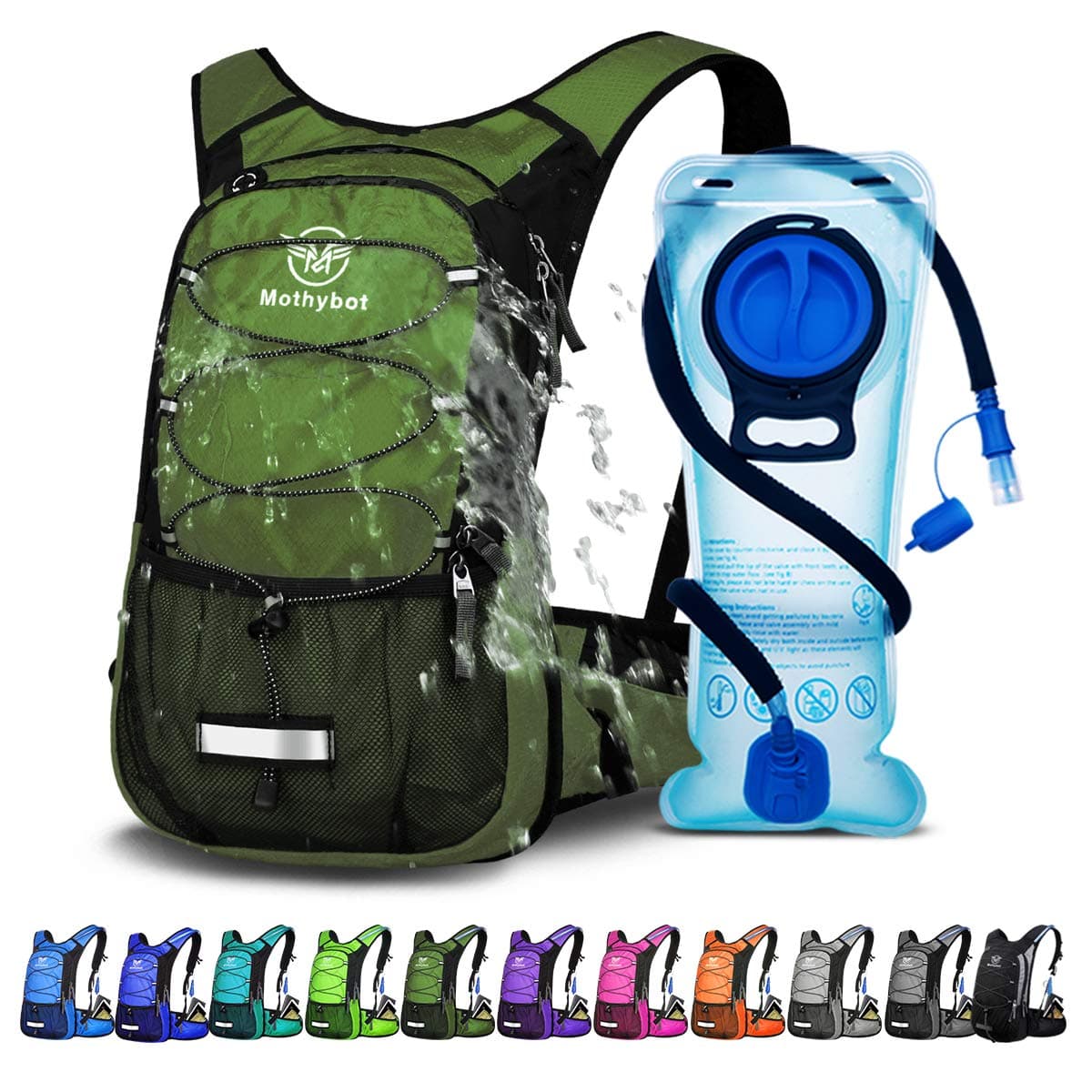 Hydration Pack, Insulated Hydration Backpack with 2L BPA Free Water Bladder and Storage, Hiking Backpack for Men, Women, Kids for Running, Cycling, Camping - Keep Liquid Cool up to 5 Hours