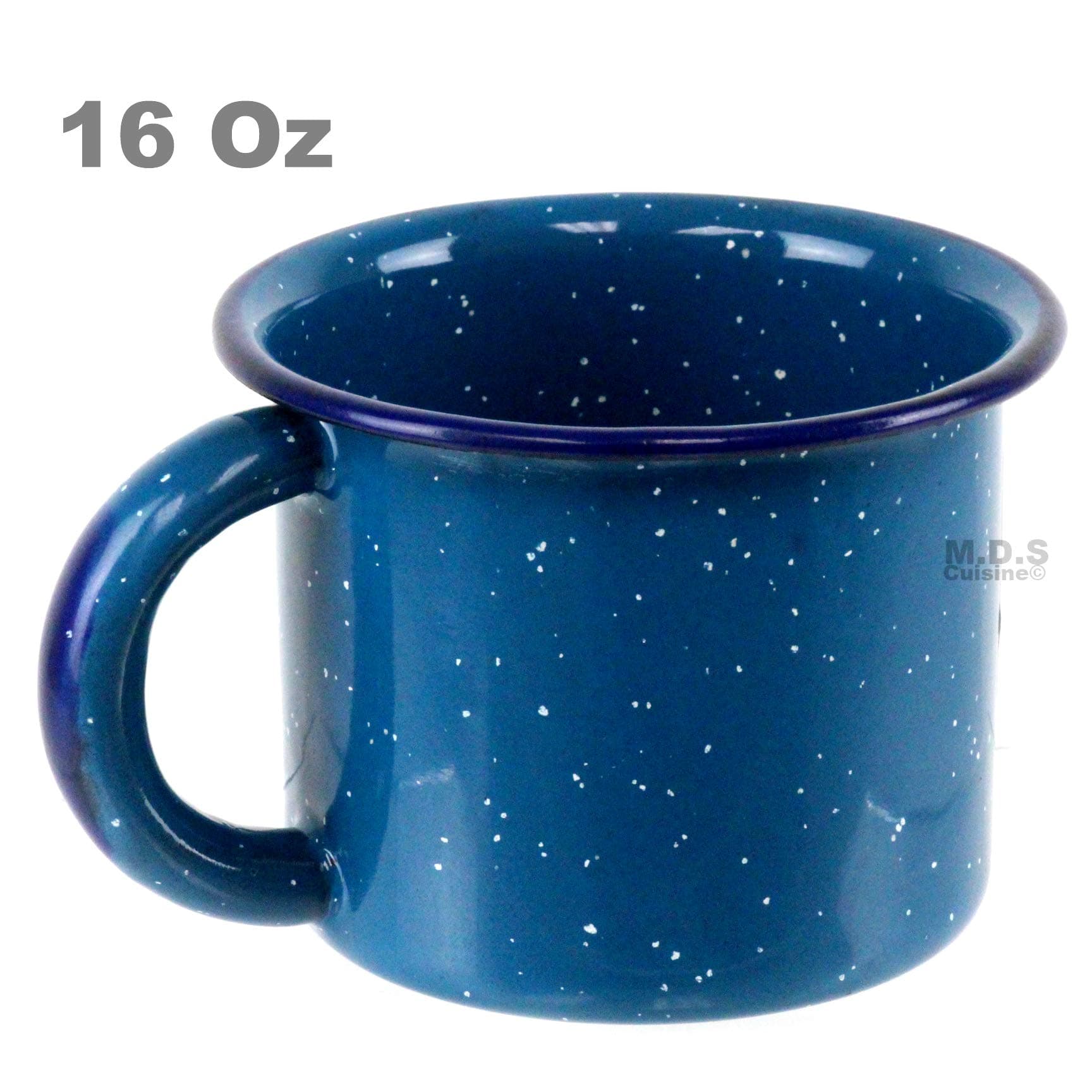 Pocillo De Peltre Blue Azul Enamel Coated 4.5” 16 Oz Capacity Traditional Mexican Coffee Hot Chocolate Camping Mug