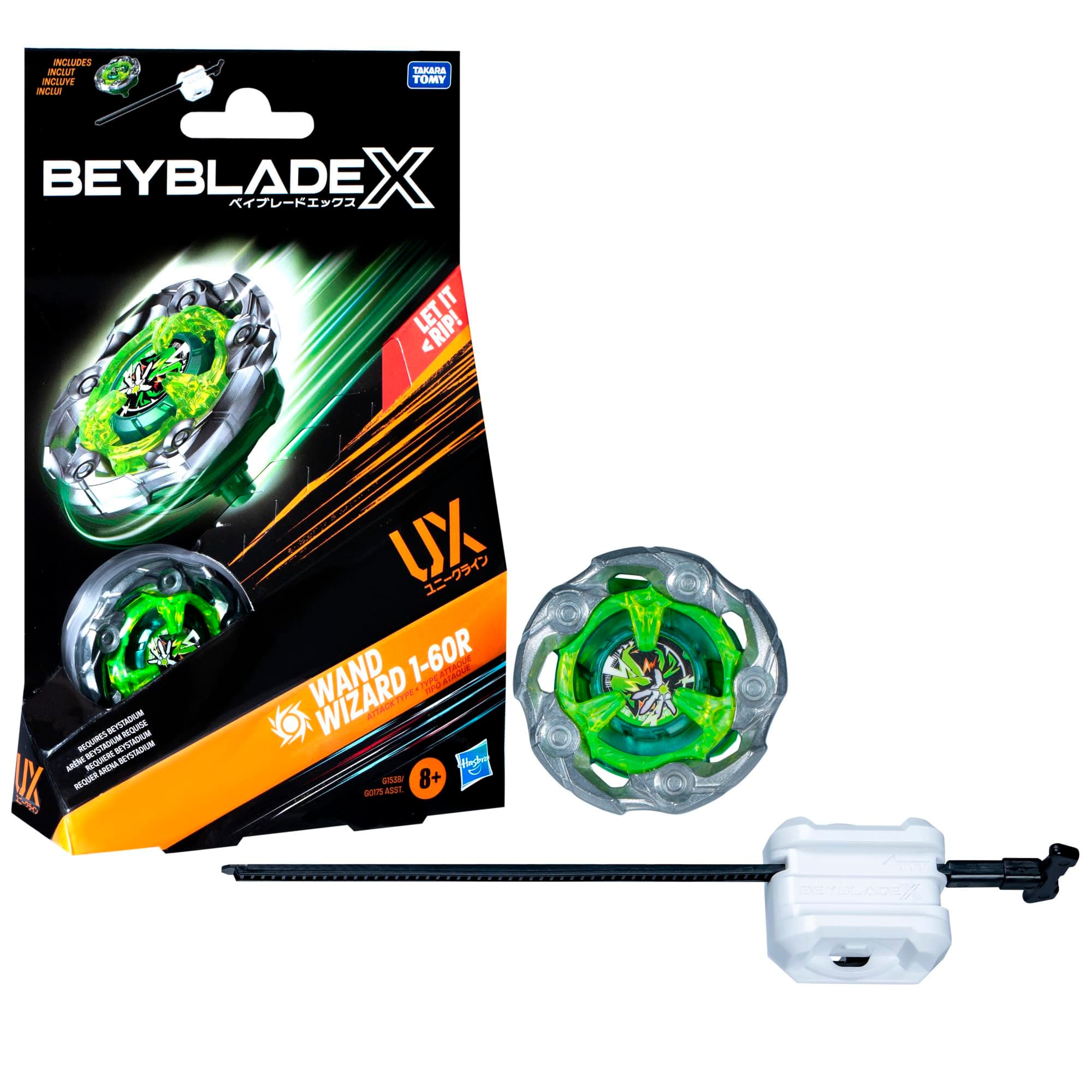Beyblade X Starter Pack - HSG1538 - Spinning Top + Launcher Green Wand Wizard