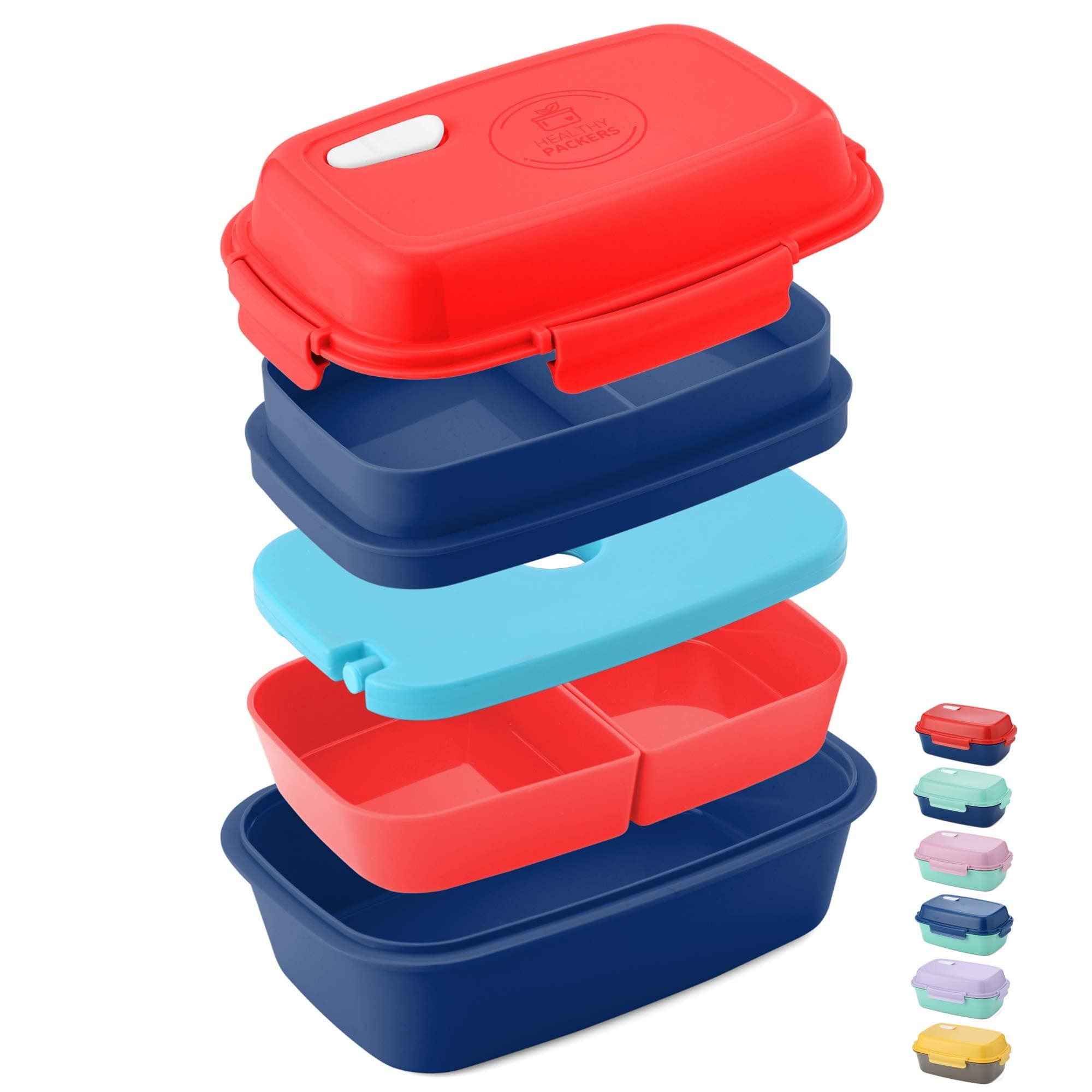 Bento Box for Kids and Adults - Perfect Lunch Box with Compartments for Packed Lunch - Plastic Leakproof Lunch Boxes for Pack Lunch with Built-in Removable Ice Pack- Microwave and Dishwasher Safe