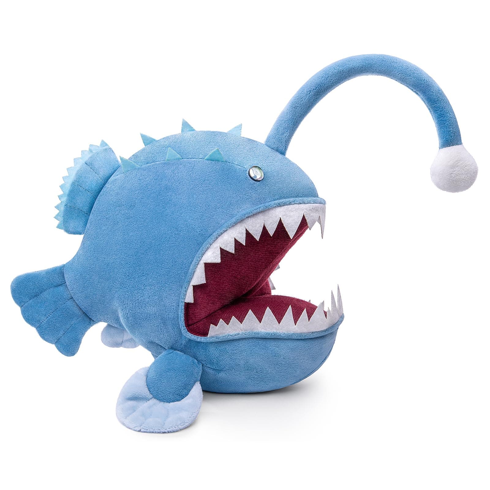 ZHONGXIN MADE Anglerfish Plush Toy - Cute 12" Blue Anglerfish Creepy Stuffed Animals Toys Real Sea Life Goosefish Lanternfish Plushie,Gift Toys for Kids Birthday Christmas Halloween,Home Decor