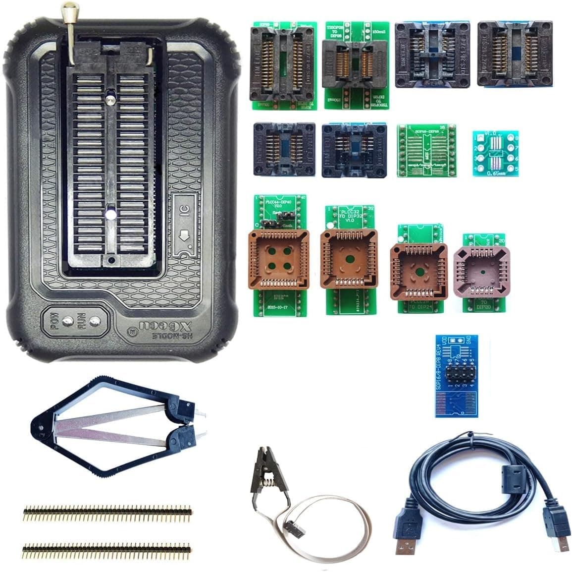 XGecu T48 [TL866-3G] Programmer Support 28000+ ICS for EPROM/MCU/SPI/Nor/NAND Flash/EMMC/IC Tester/ TL866CS TL866II Replacement (XGecu T48 with 13 Adapter)