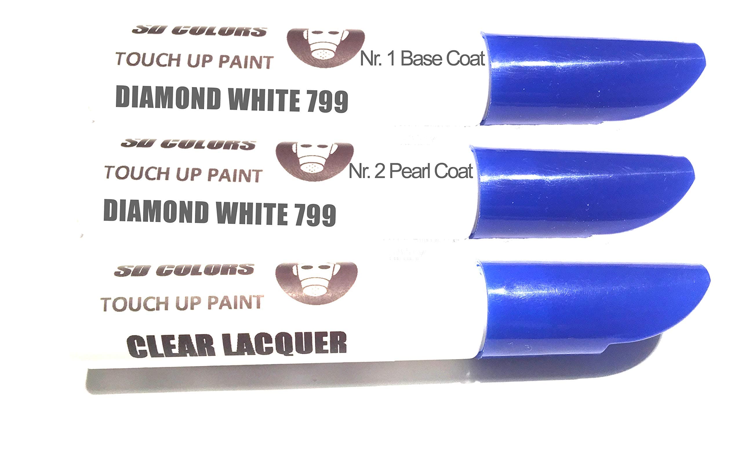 SD COLORS DIAMOND WHITE 799/9799 New Touch Up Paint Pen REPAIR KIT 12ML SCRATCH CHIP BRUSH COLOR CODE 799/9799 DIAMOND WHITE (PAINT+LACQUER)