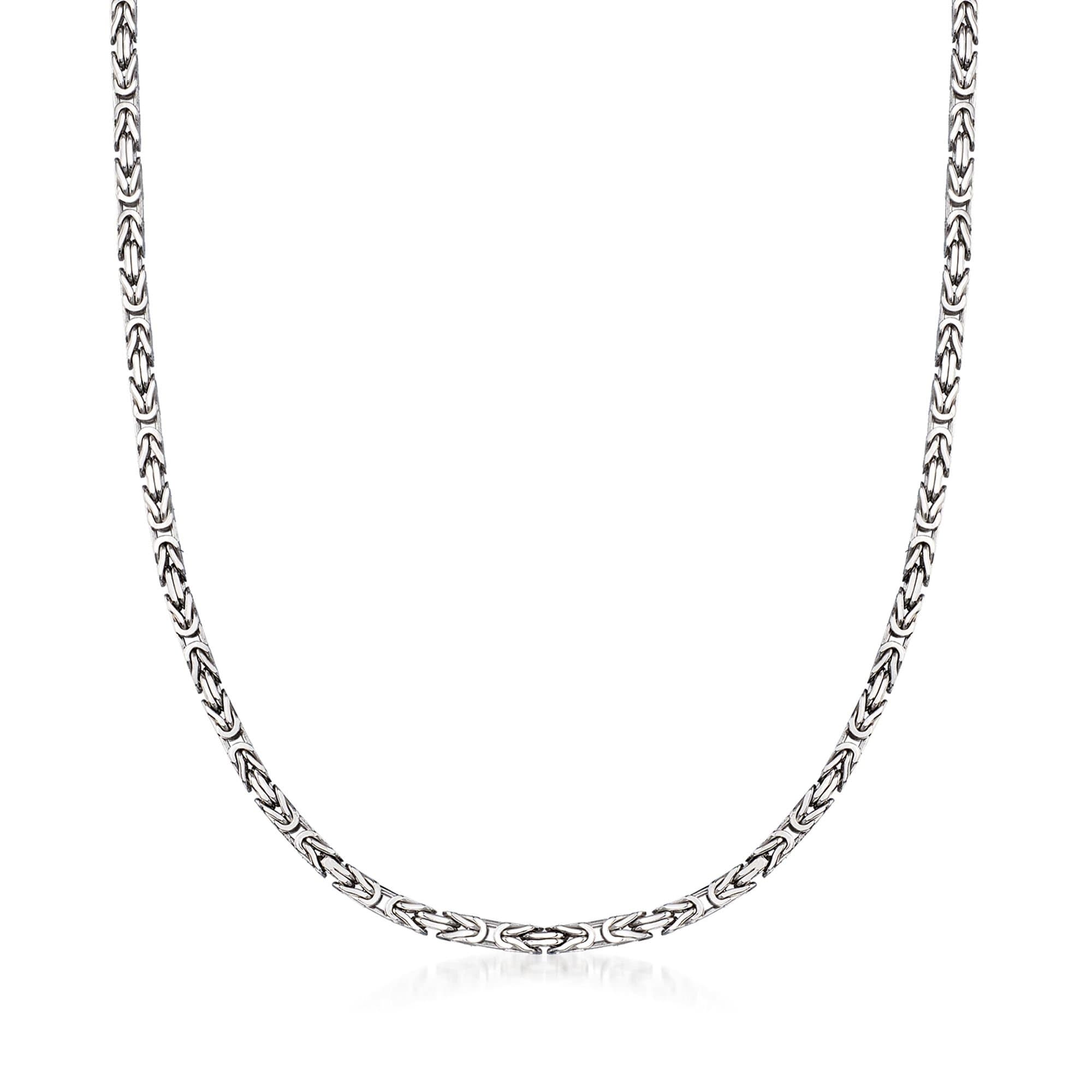 - 2.3mm Sterling Silver Square Byzantine Necklace