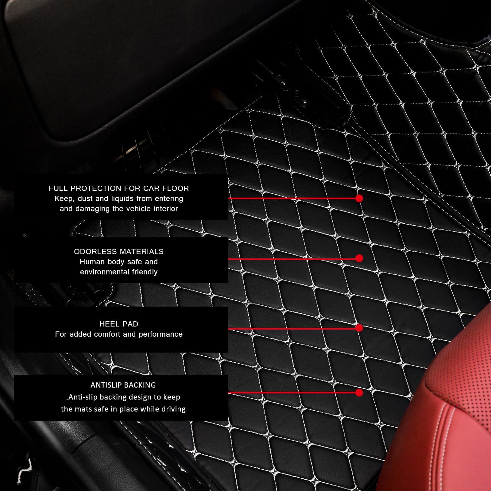 Custom car Floor mats Suitable for 99% car Truck SUV,car mats All Weather Personalized,Full Coverage Luxury Car Mats, Anti-Slip Leather Floor mats. (Beige and Black)