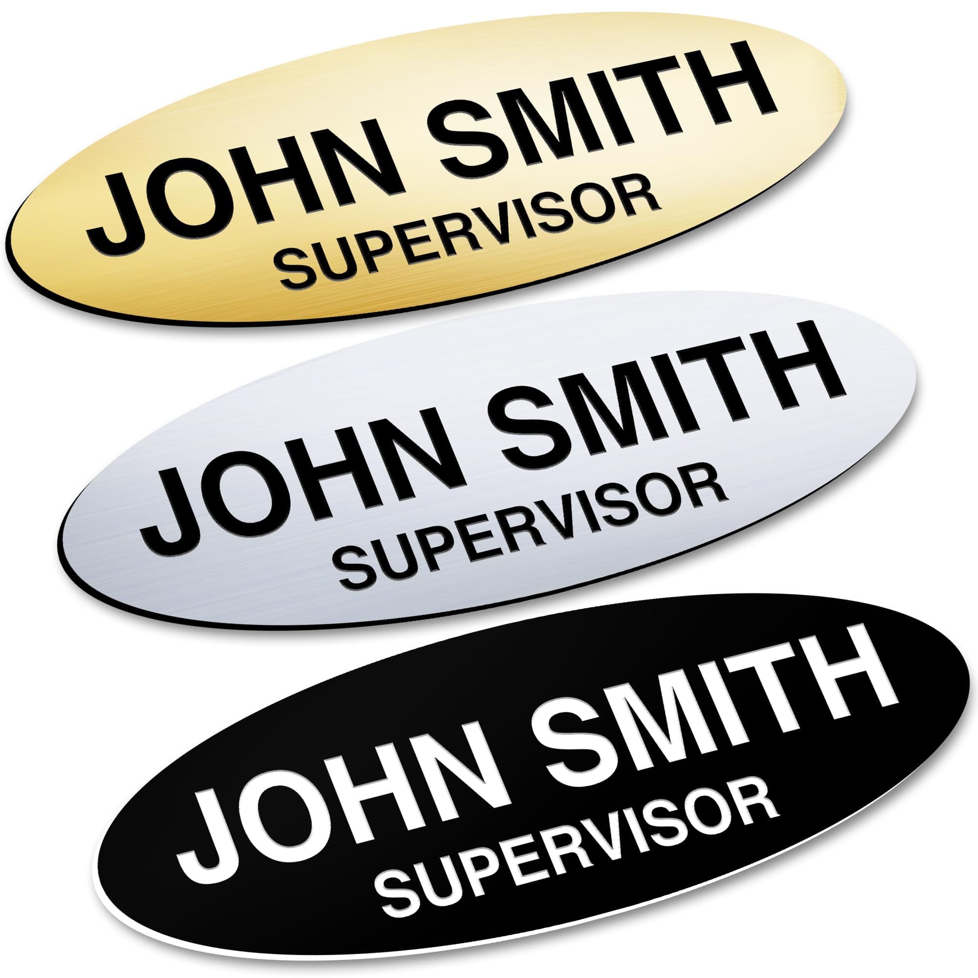 Custom Name Tag, Custom Name Badge, 1.5" x 3", 18 Colors, Durable Engravable Impact Acrylic Material, Made in the USA by My Sign Center (Classic Oval)