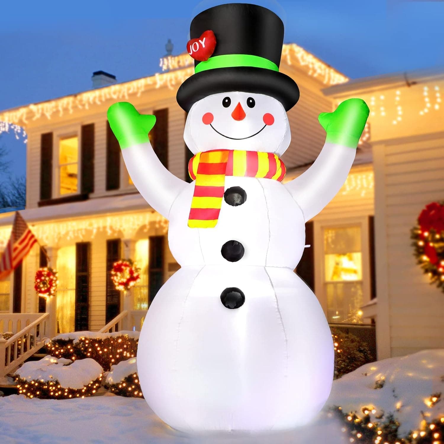 TAPIT 7 FT Christmas Inflatables Giant Snowman Outdoor Decorations, Blow up Snow Man Yard Decor Built-in Bright LED Light Wear Magic Hat, Weatherproof Holiday for Garden Patio Lawn Party Xmas Gifts