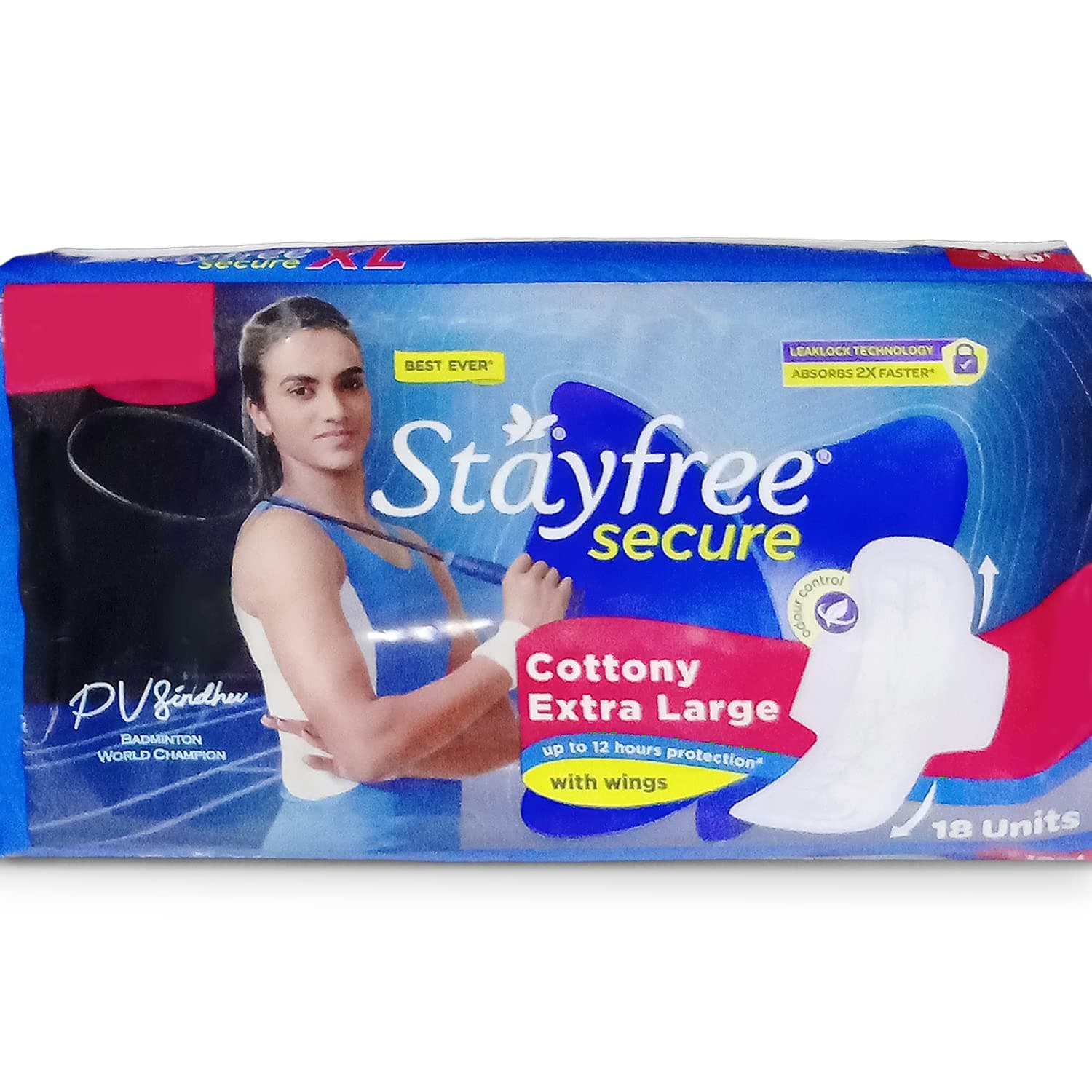 Secure Cottony Sanitary Pads For Women With Wings - Extra Large, Pack of 18