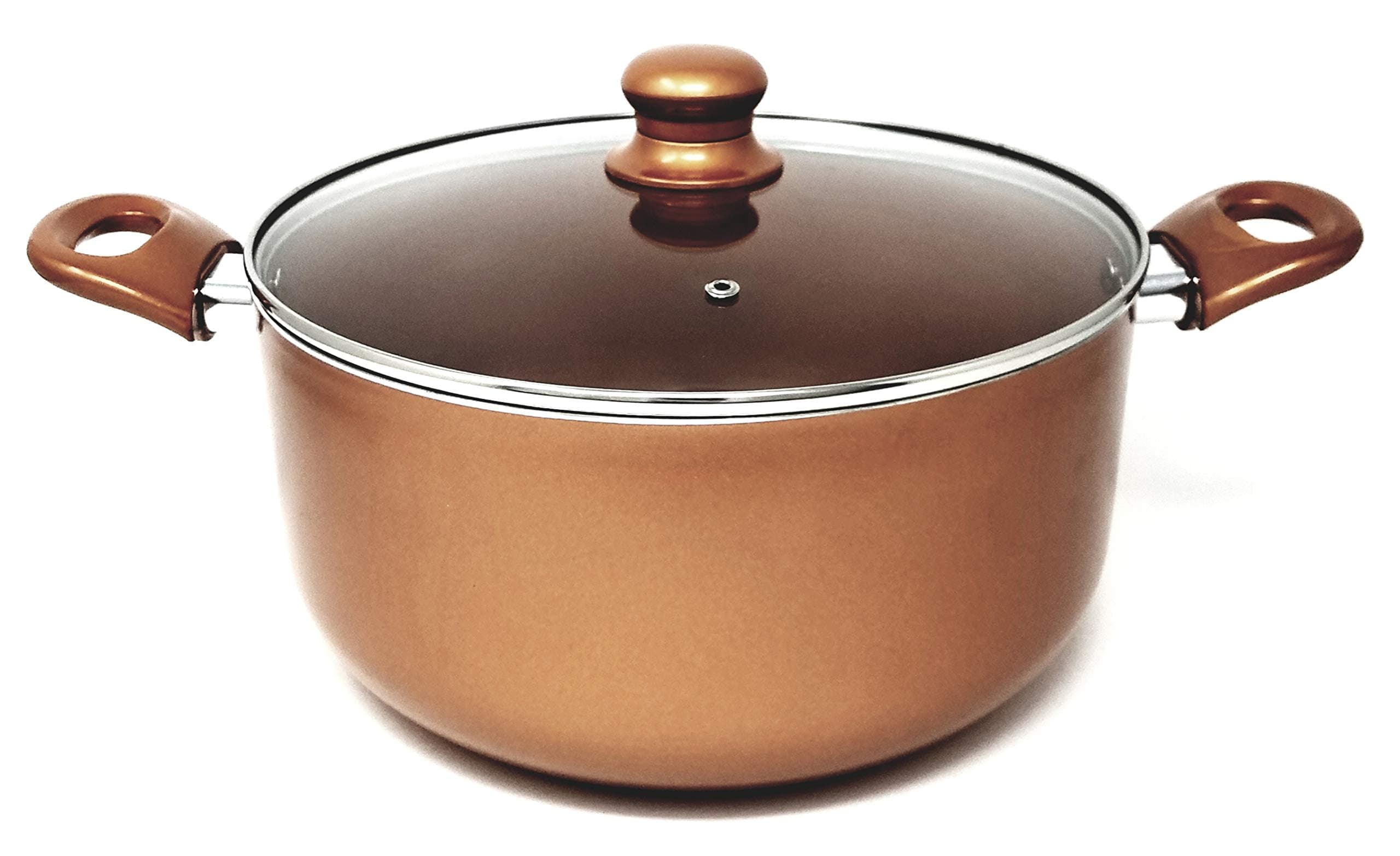 Better Chef, D604, 6-Quart Copper Colored Ceramic Coated Dutch Oven with Tempered Glass Lid, Dishwasher Safe