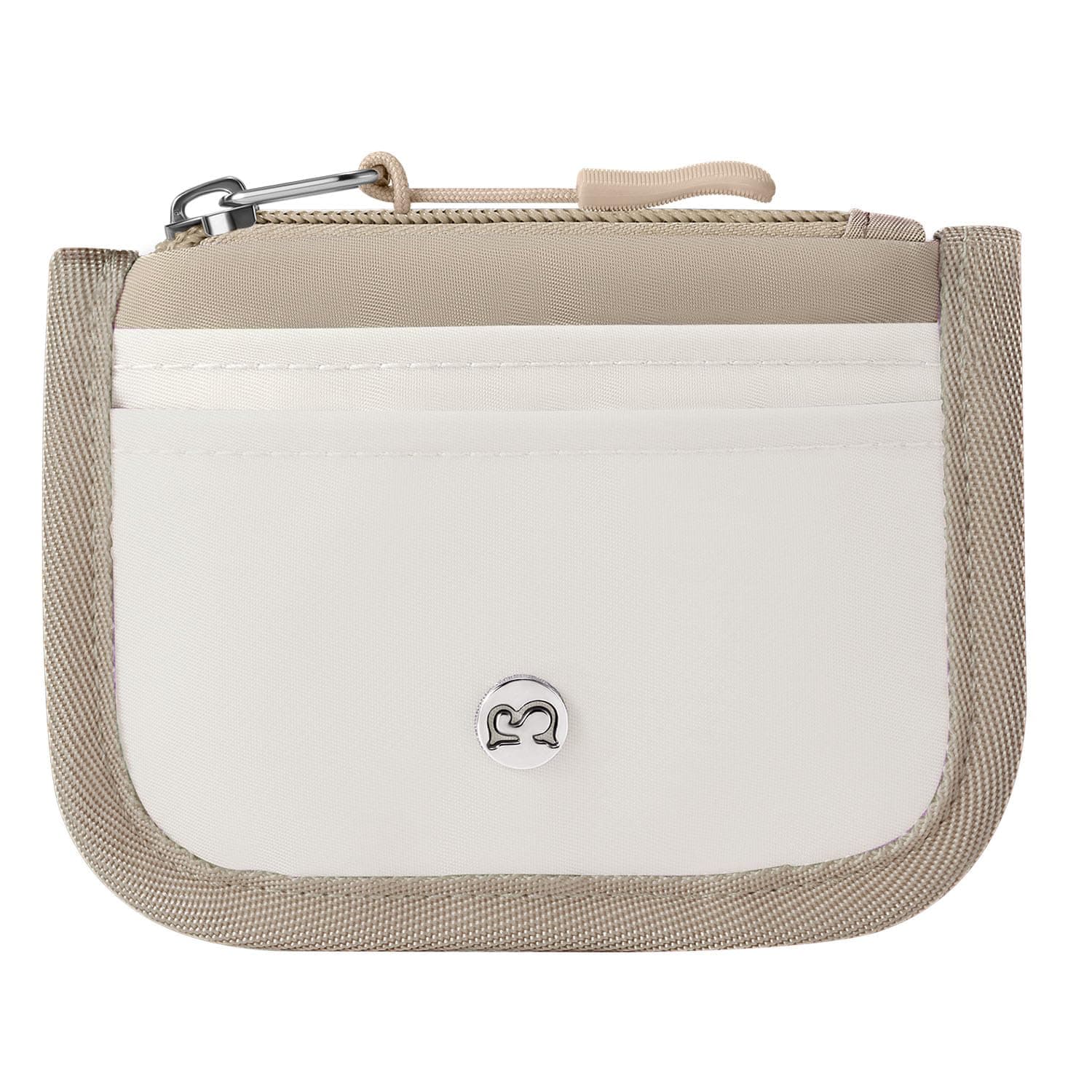 BabysunMini Rfid Card Holder Slim Wallet with Change Zipper Pocket/3 Crad Slots/Key Ring, Small Wallet Thin Credit Card Wallet for Women & Men, Khaki