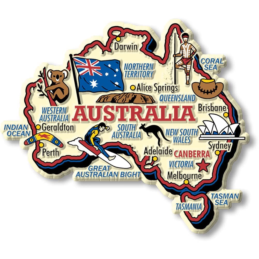 Australia Jumbo Country Map Magnet by Classic Magnets, 3D Rubber Vintage-Style Collectible Souvenirs and Gifts Made in The USA