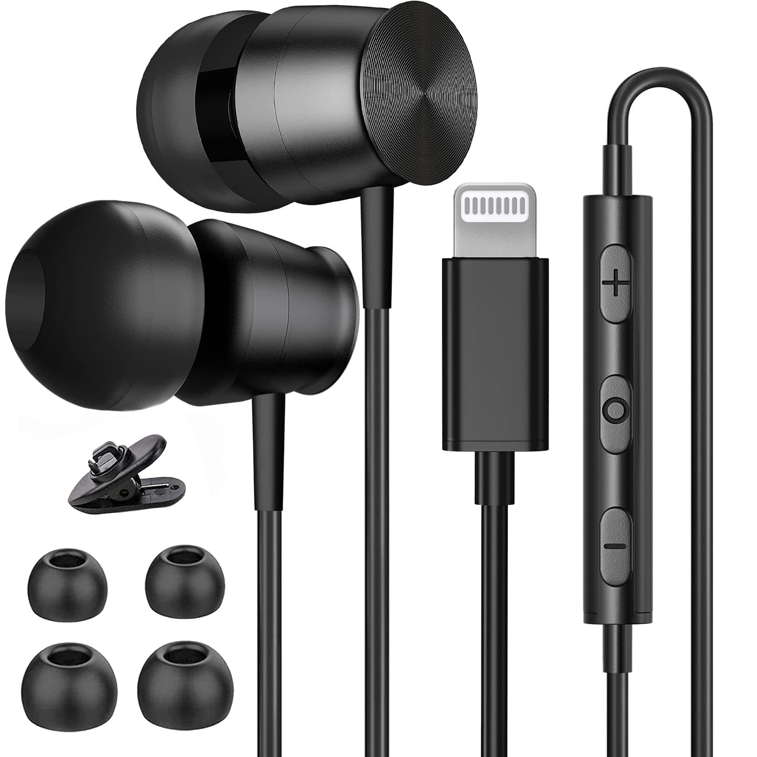 iPhone 13 14 12 Pro Max MFi Certified Lightning Earphones with Mic Noise Isolating Stereo Bass In-Ear Headphones Lightning Connector Wired Earphones for iPhone 11 XR SE