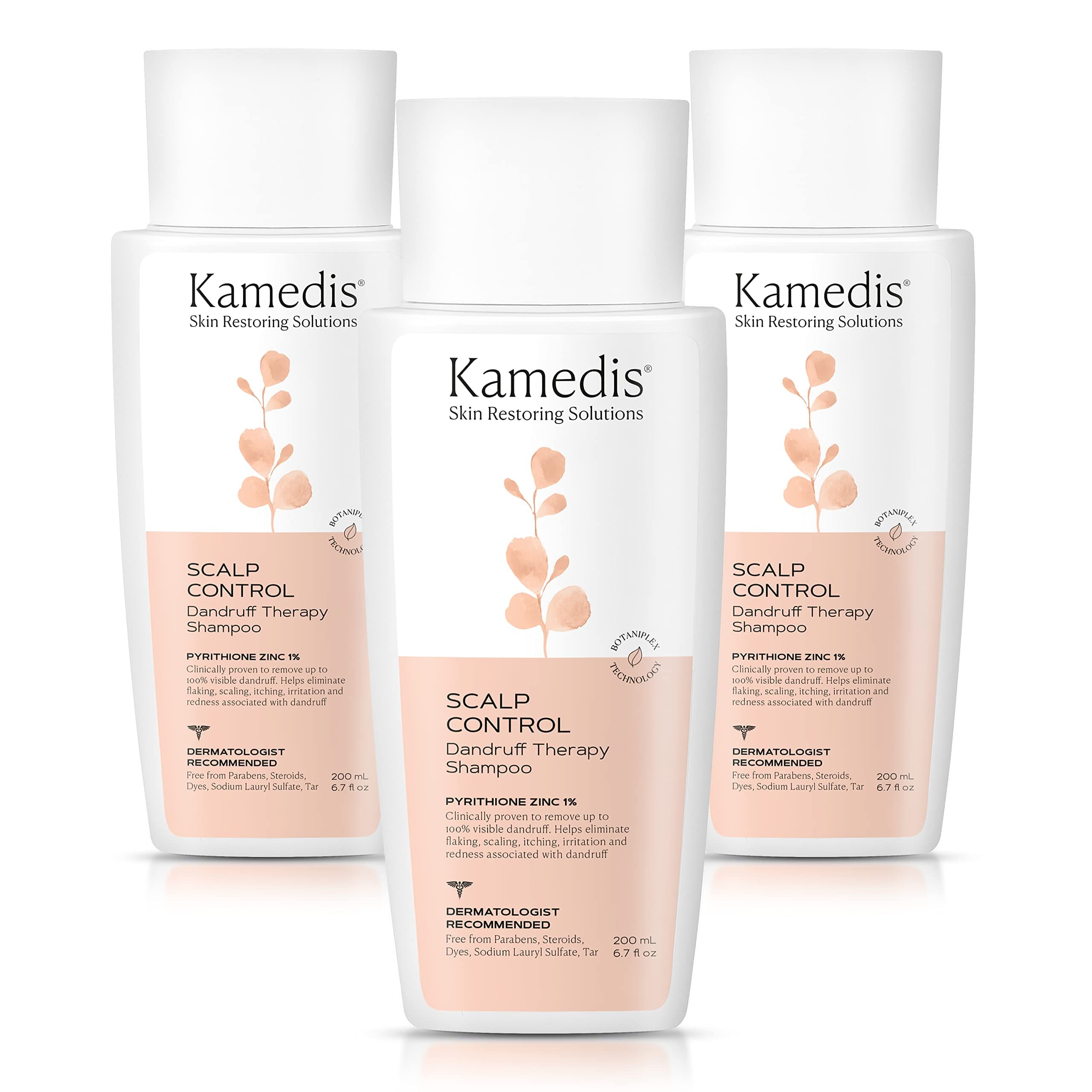 KAMEDIS Anti-Dandruff Therapy Shampoo. For Dry, Itchy, Flaky, Sensitive Scalp and Seborrheic Dermatitis. Contains 1% Zinc Pyrithione and Salicylic Acid. Hair & Head Treatment. 20.1 Fl Oz. (3pk)