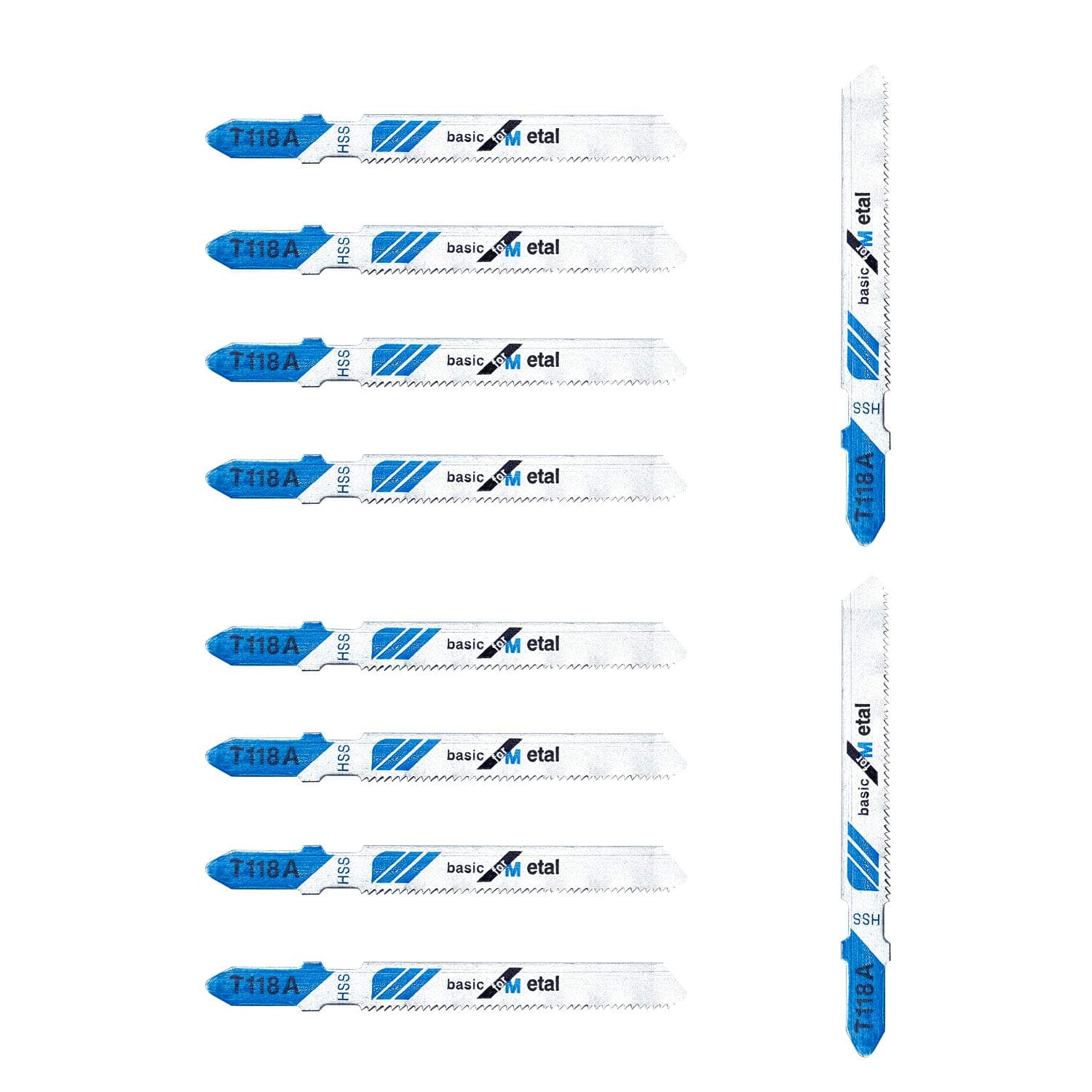 10-Piece T118A 3 Inch 21 TPI Assorted T-Shank Jig Saw Blades Set for Cutting Metal