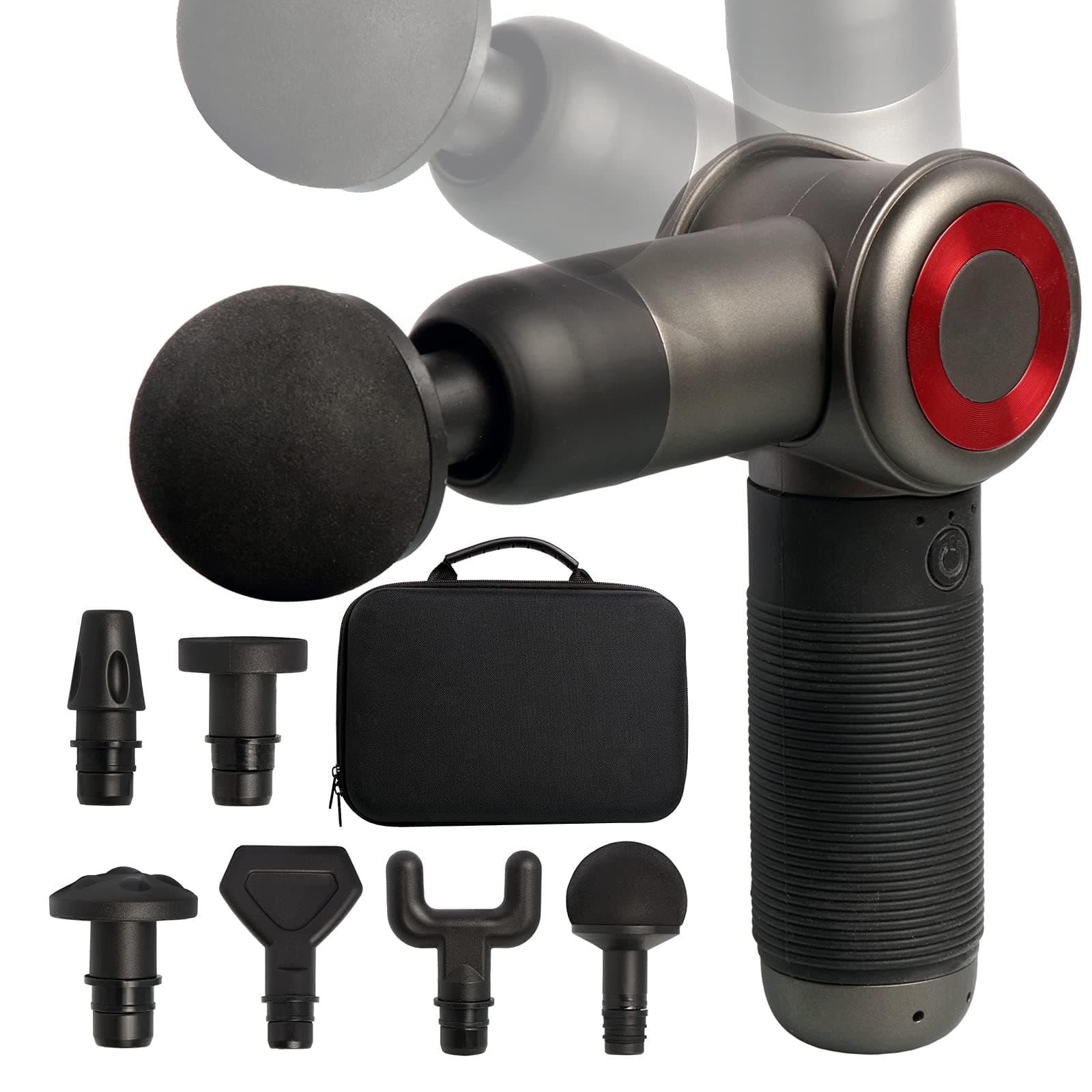 FaylorMassage Gun, Deep Tissue Muscle Massage Gun, 90 Degree Handheld Massager with 6 Massage Heads, Adjustable Speeds Muscle Massager for Pain Relief, Portable Ultra Quiet Electric Body Massager