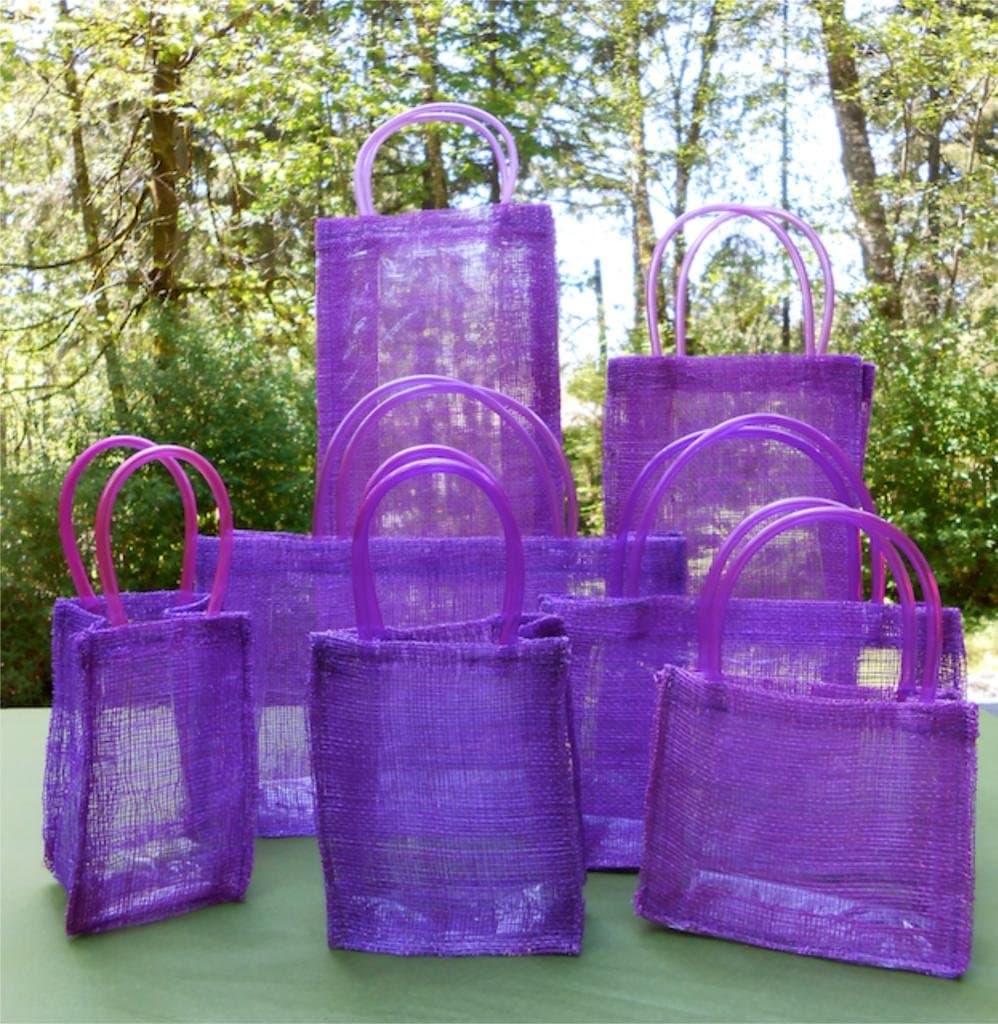 Sinamay Bag/Tote with PVC linning and gel handles PURPLE - (Pack of 10)