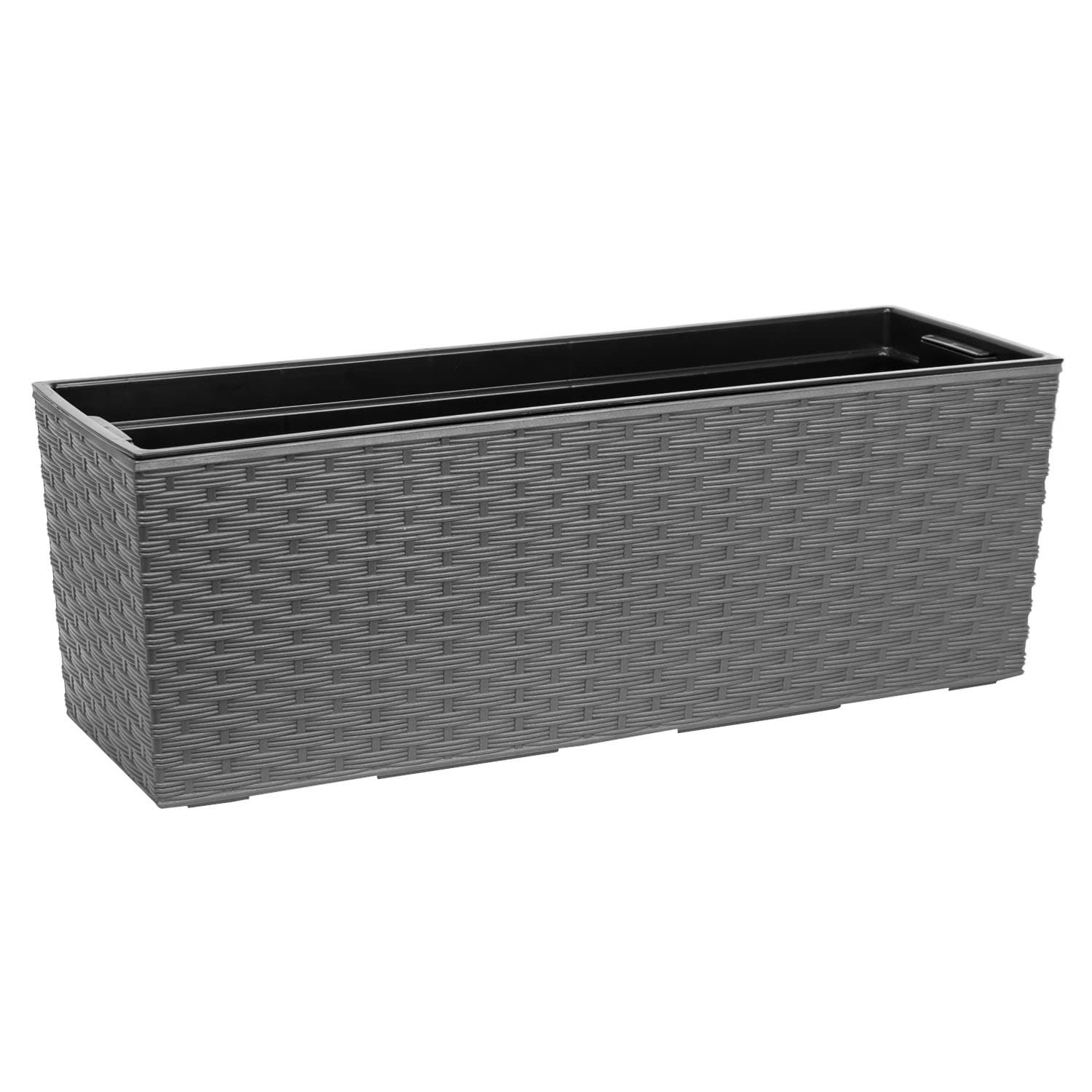 Lamela Begonia Rattan Planter - 19 x 56 x 19.5 cm - Graphite - E5