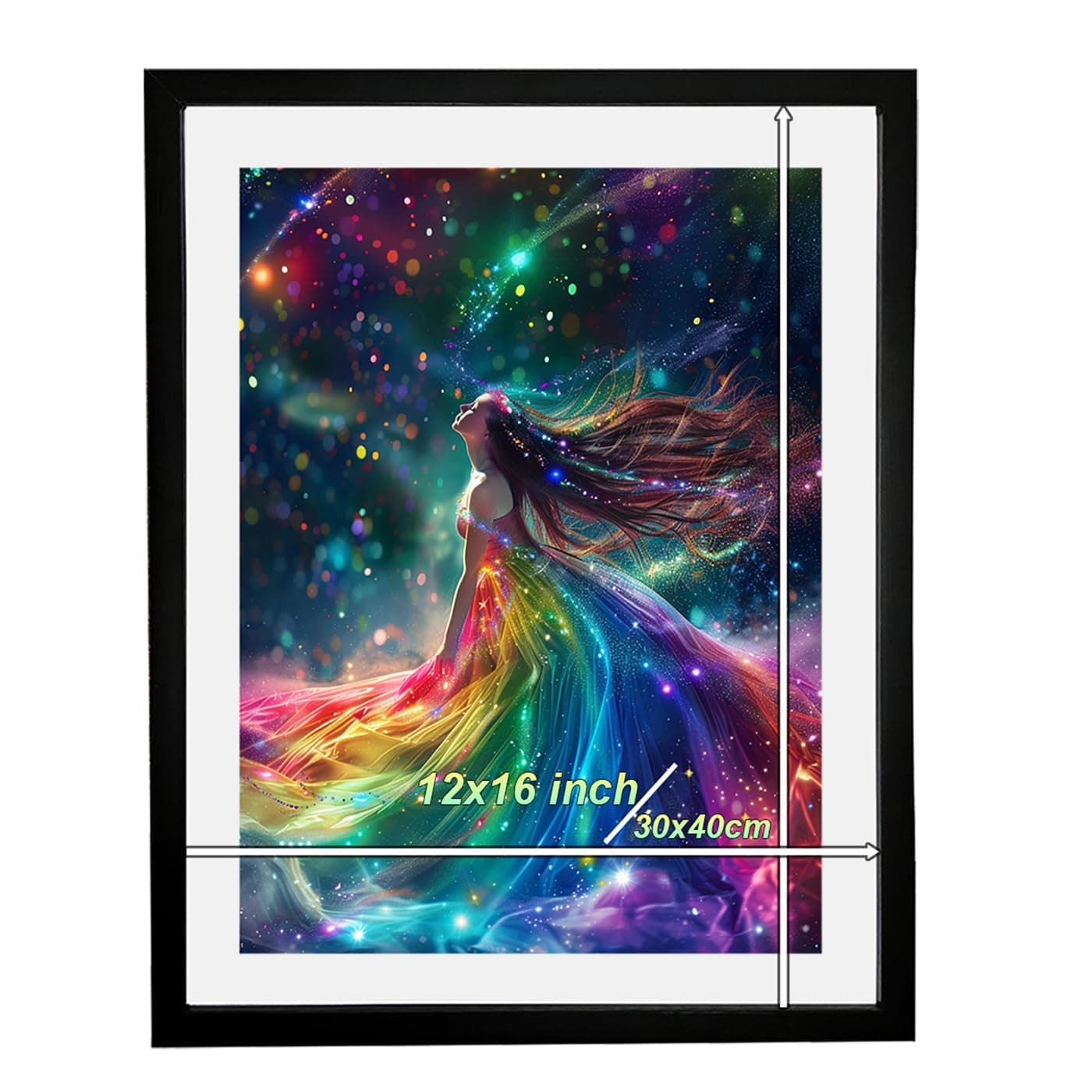 Betionol Picture Frames With the Opening Size of 12x16 inch, It Frames 30x40cm/12x16in Diamond Art or Posts or Photos, Black Solid Wood Frame For Diamond Painting For Mother Day Art Gift