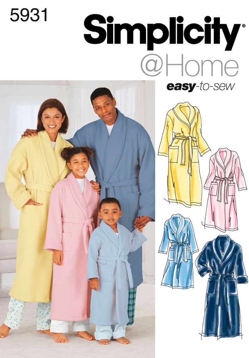 Sewing Pattern 5931 Miss/Men/Child Sleepwear, A (XS-L/XS-XL)