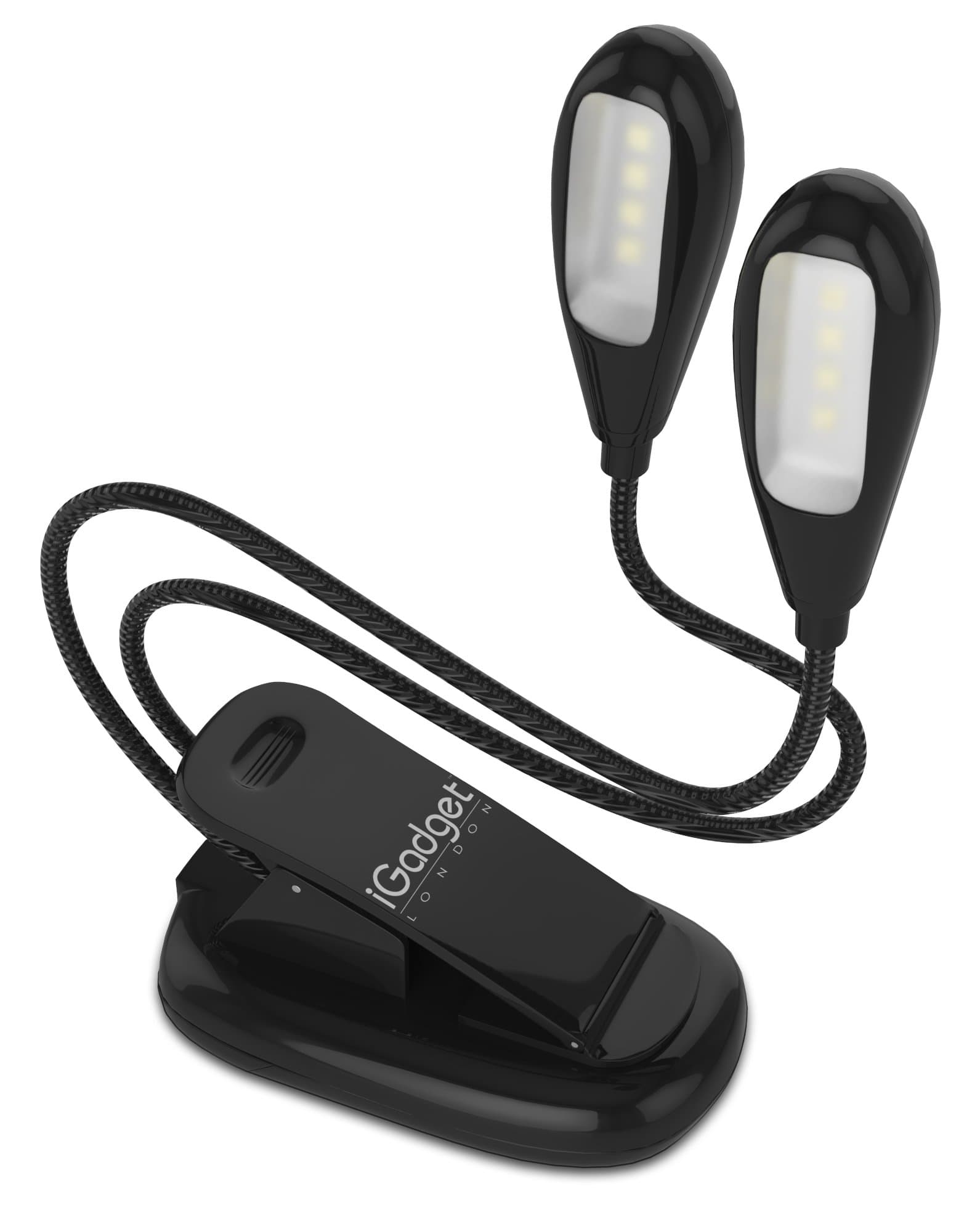 iGADGET® SMD LED Rechargeable Dimmable Flexible Book Light - Black (IG8LEDDUALBLK)