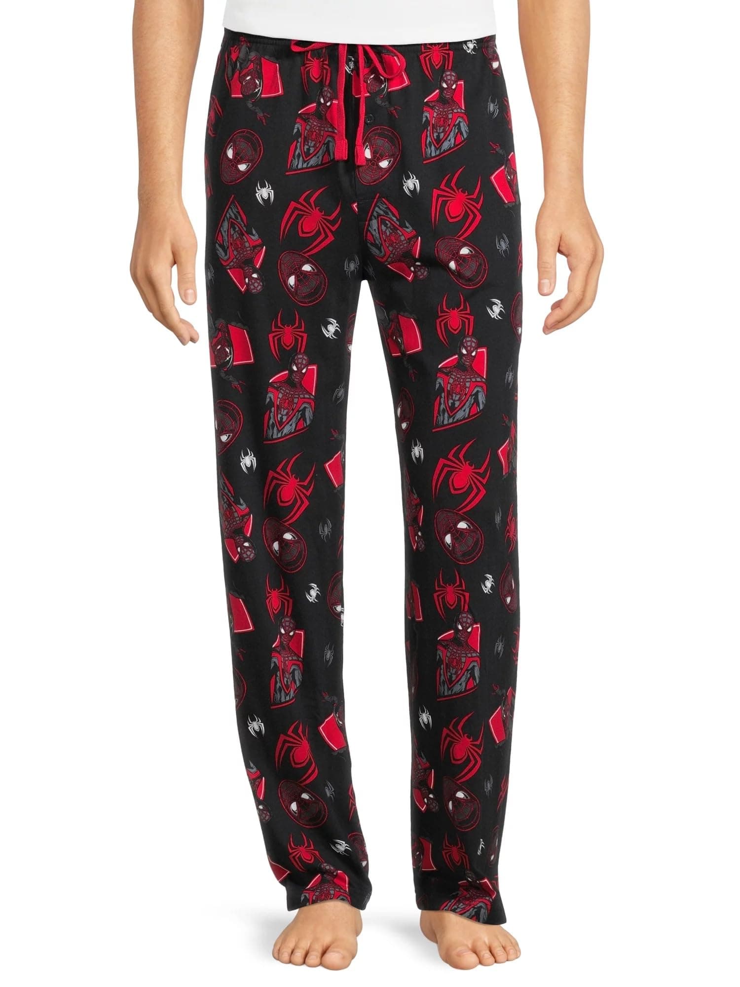 Marvel Spider-Man Men's Miles Morales Mask Allover Print Adult Sleep Bottoms Pajama Pants