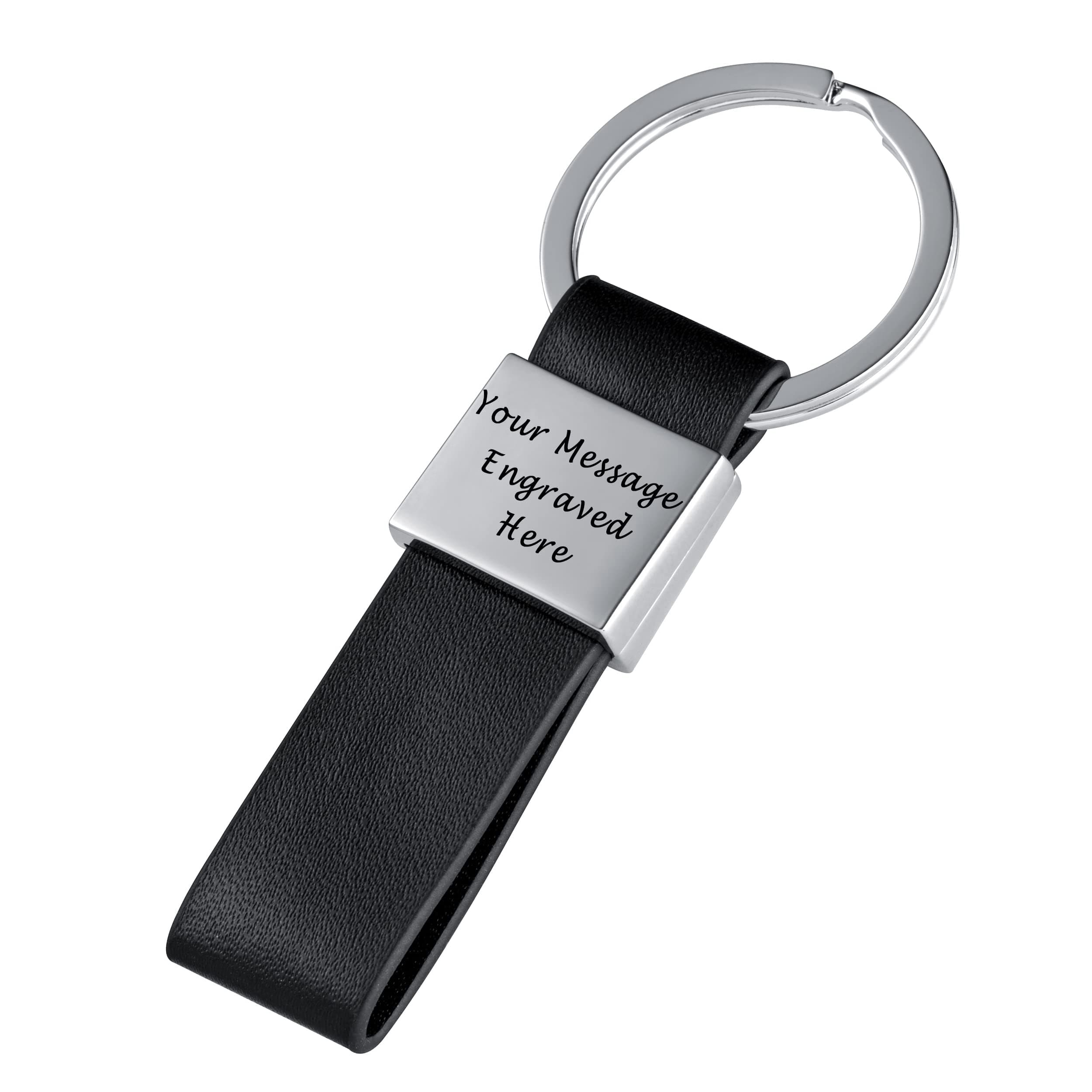 Paul Clover Personalised Engraved Stainless Steel Leather Keyring Keyring/Keychain in Gift Box - Enter Your Custom Text