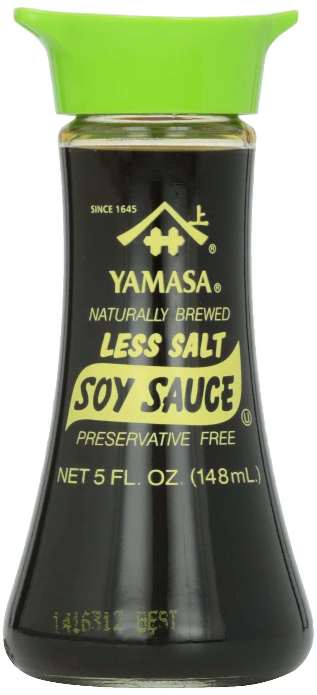 YamasaSoy Sauce, Naturally Brewed Less Salt Low Sodium Preservative Free in Glass Dispenser, 5 fl oz (Pack of 1)